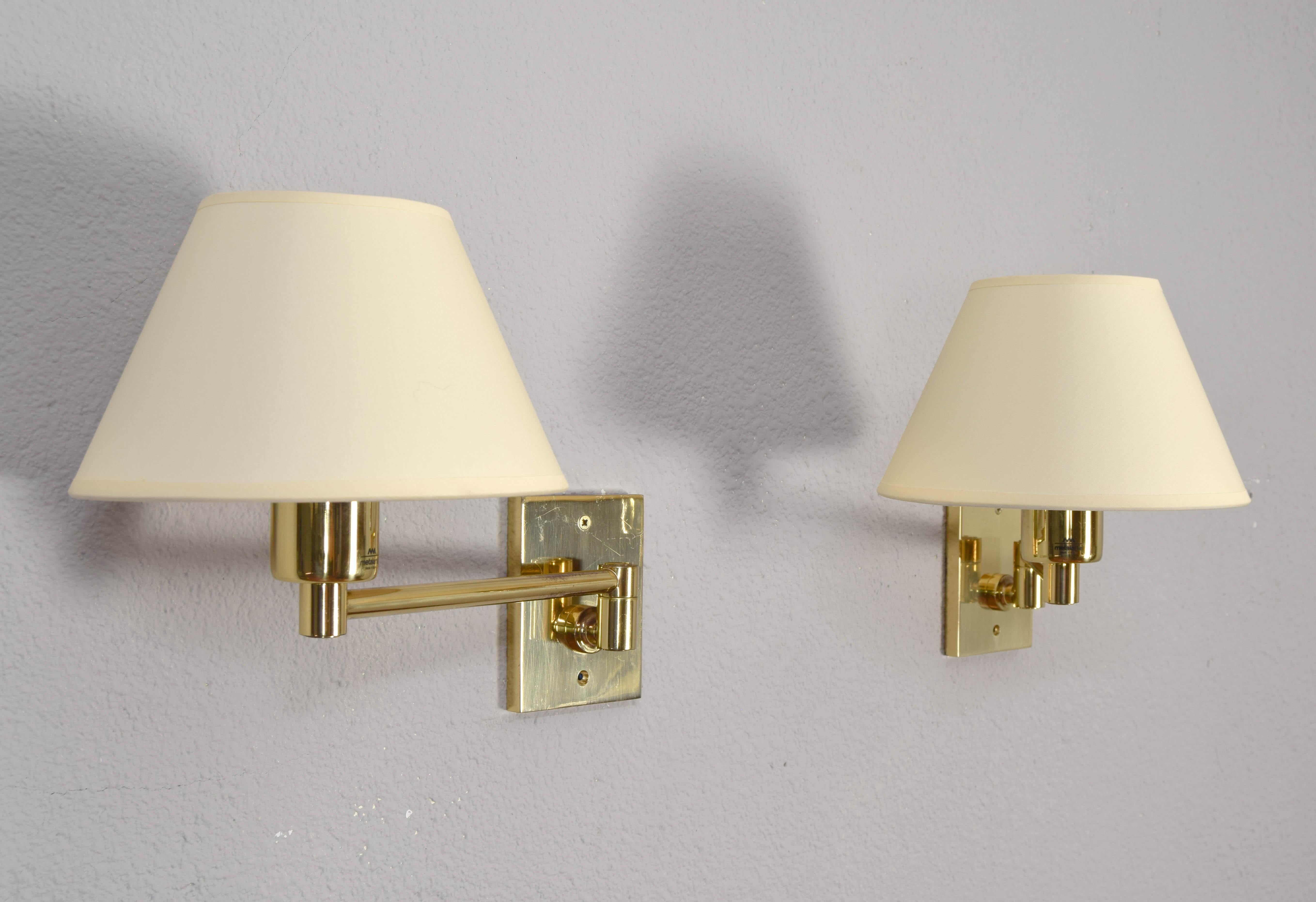 Two MidCentury Simple Swivel Arm Brass Sconce by George W. Hansen for Metalarte 3