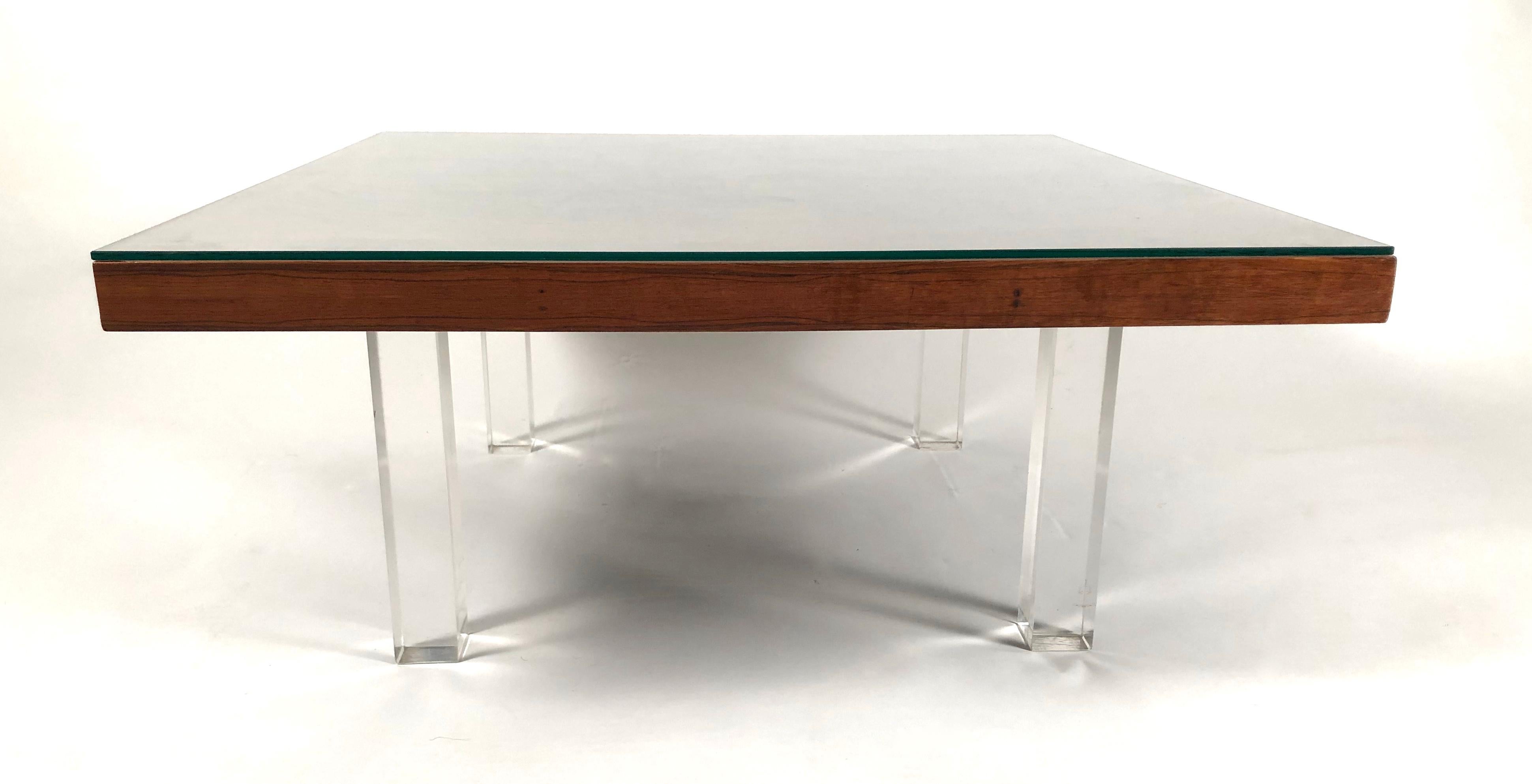 Two Milo Baughman Rosewood and Lucite Coffee Tables, circa 1967 3