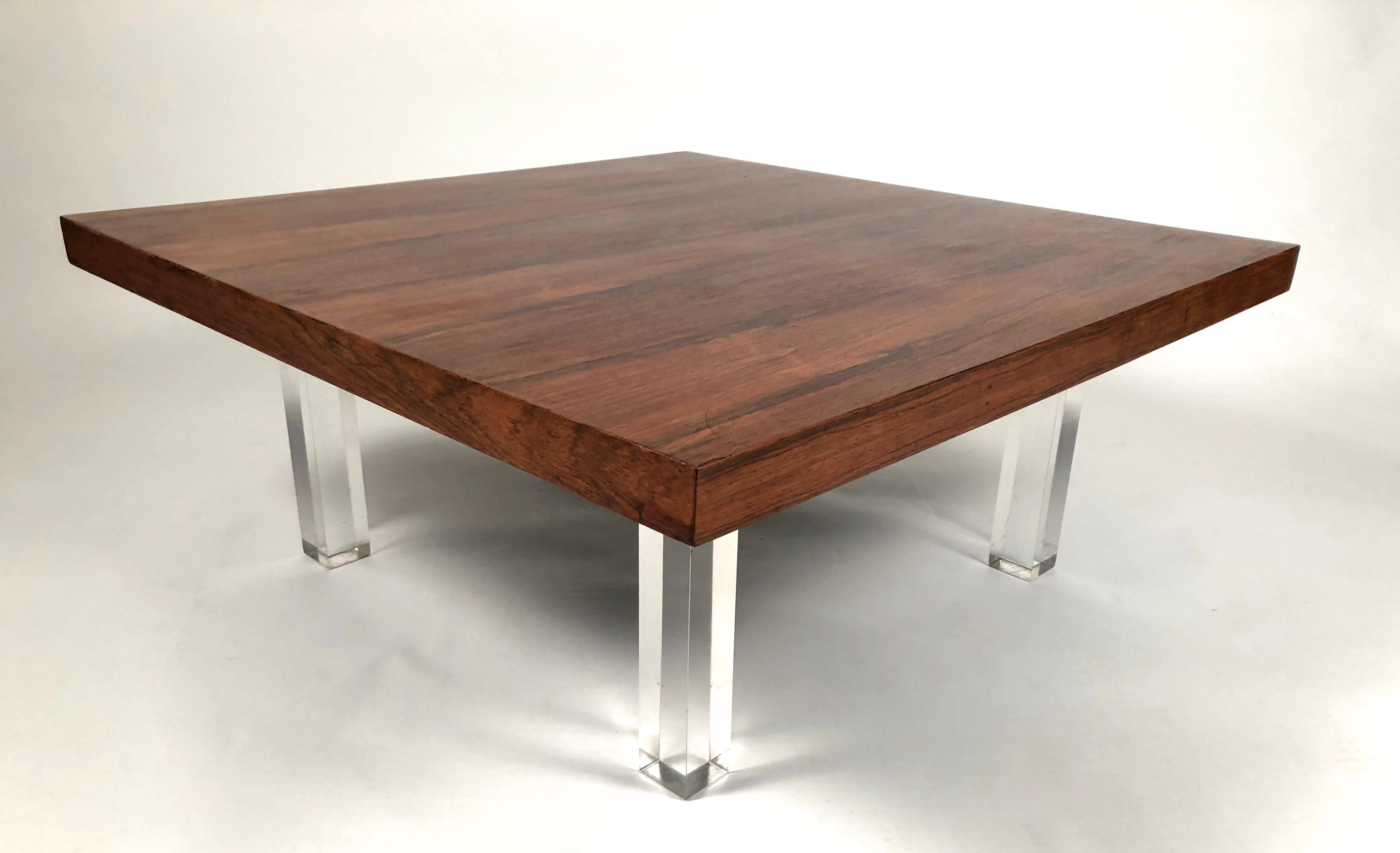 Veneer Two Milo Baughman Rosewood and Lucite Coffee Tables, circa 1967