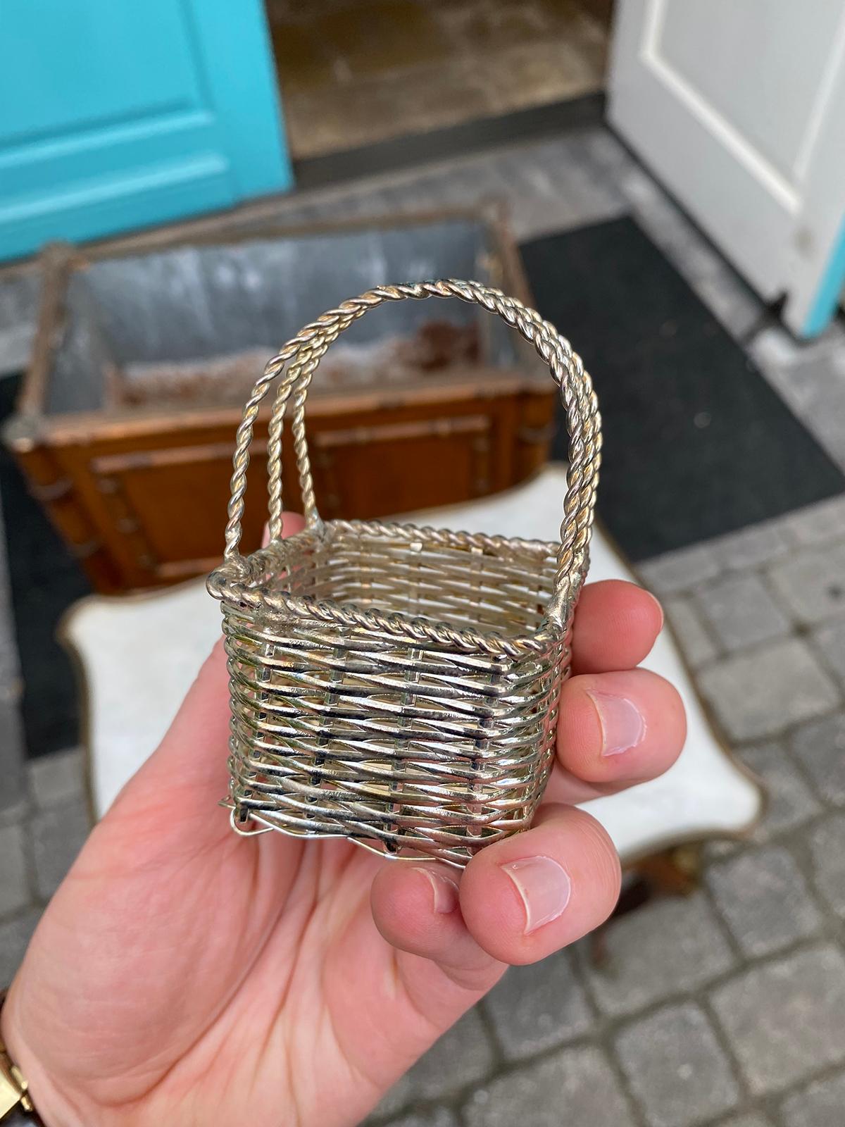 Two Miniature 20th Century Woven Silvered Baskets, Unmarked For Sale 7