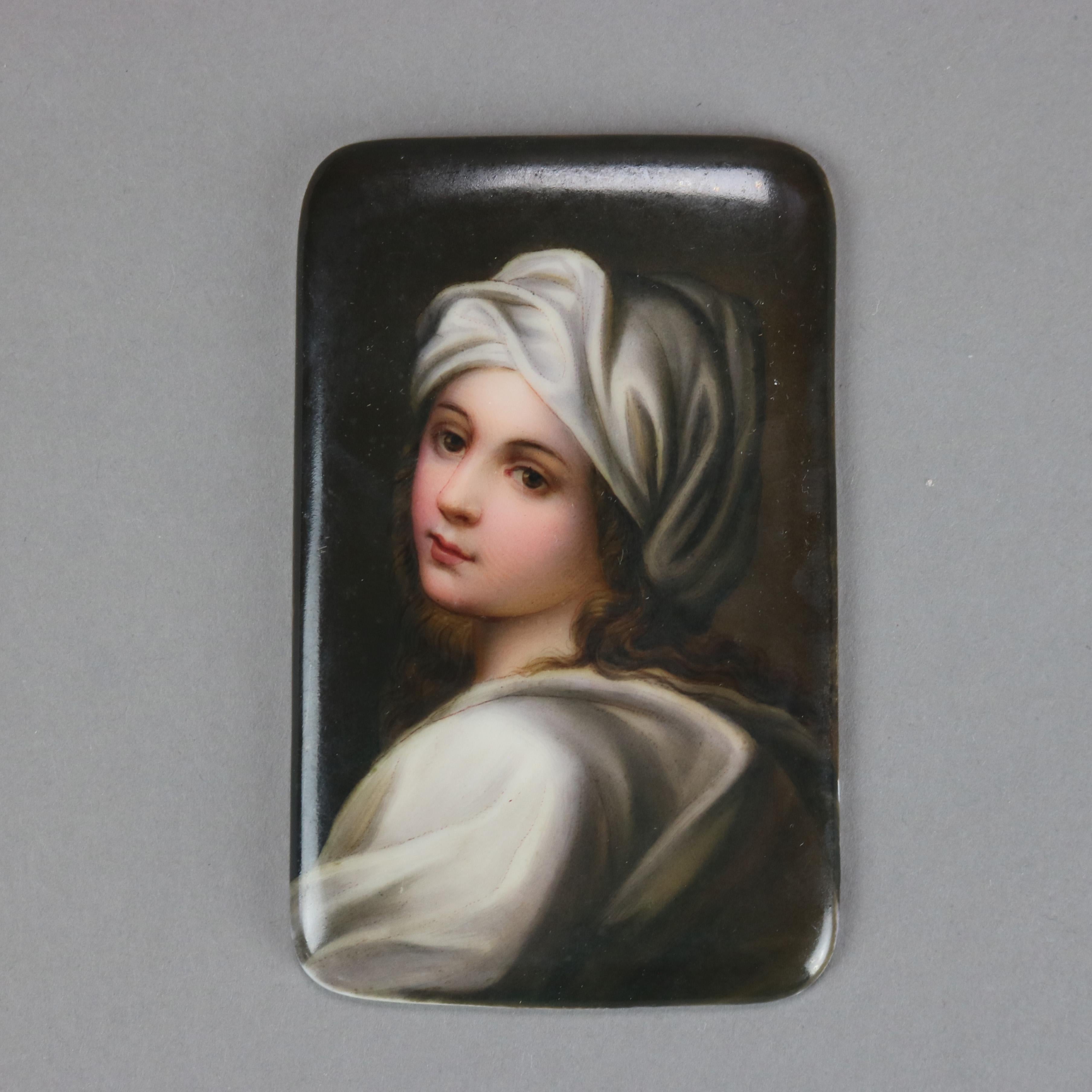 Dos retratos en miniatura sobre placas de porcelana de mujeres C1890

Medidas: Oval 4 