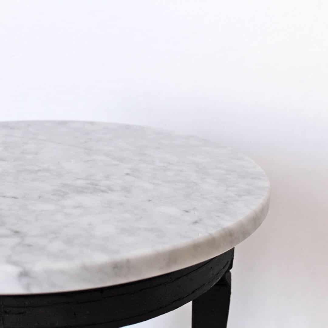 Two Vintageside Table with Carrara Marble Top and Black Wood Structure In Good Condition In Ceglie Messapica, IT