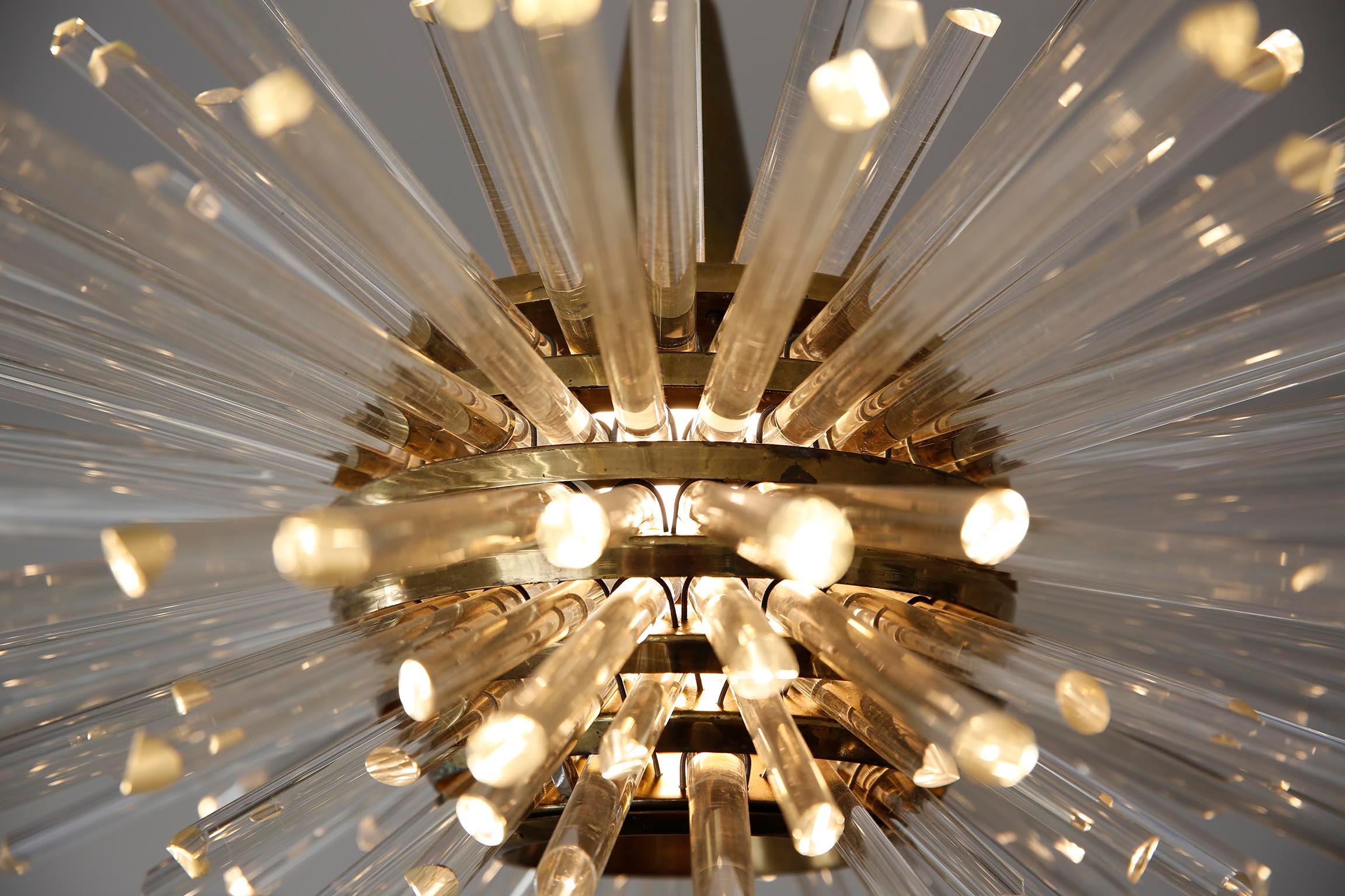 One of Two 'Miracle' Sputnik Chandeliers by Bakalowits, Brass Glass Rods, 1960s For Sale 2