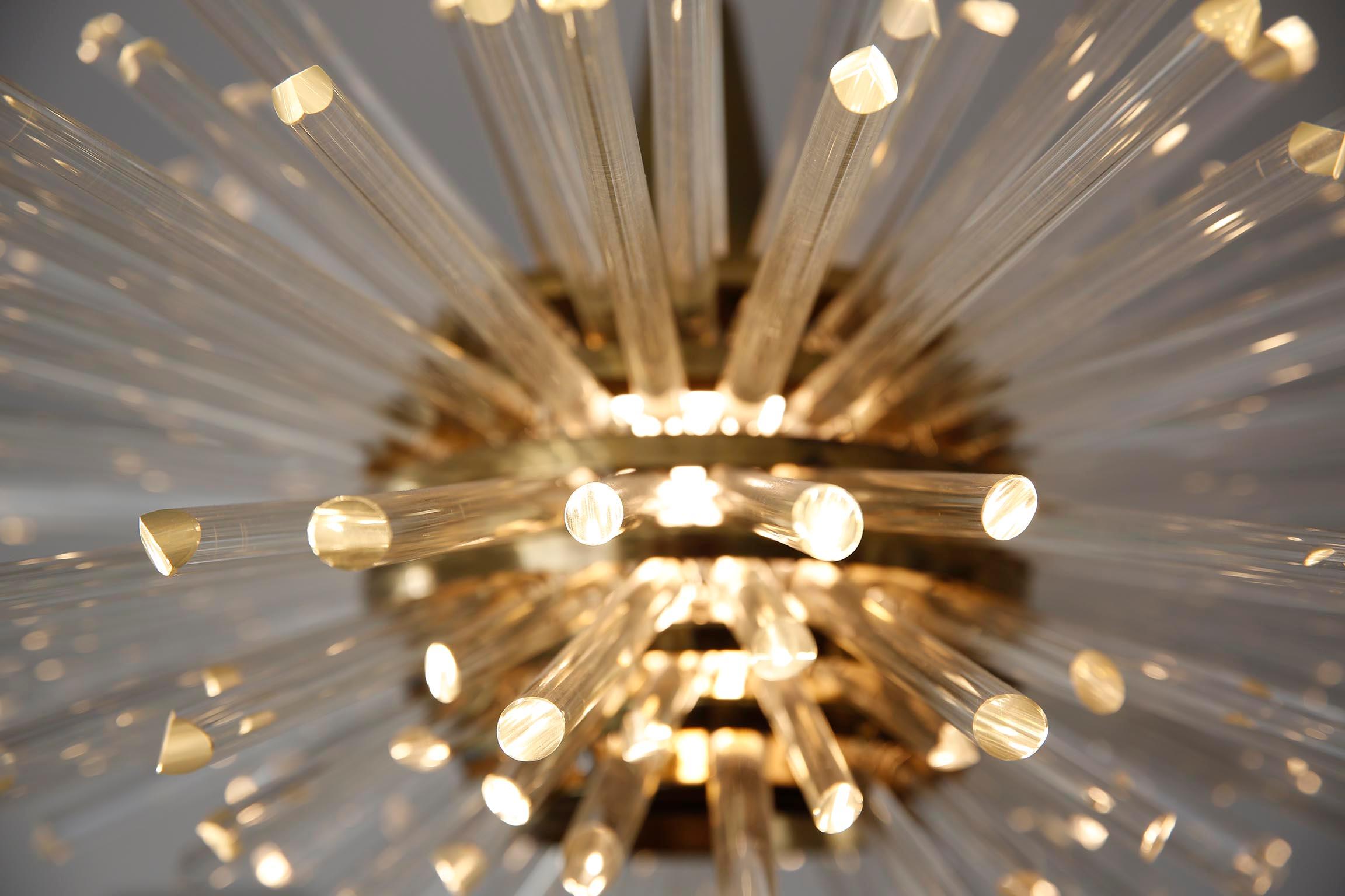 One of Two 'Miracle' Sputnik Chandeliers by Bakalowits, Brass Glass Rods, 1960s For Sale 3