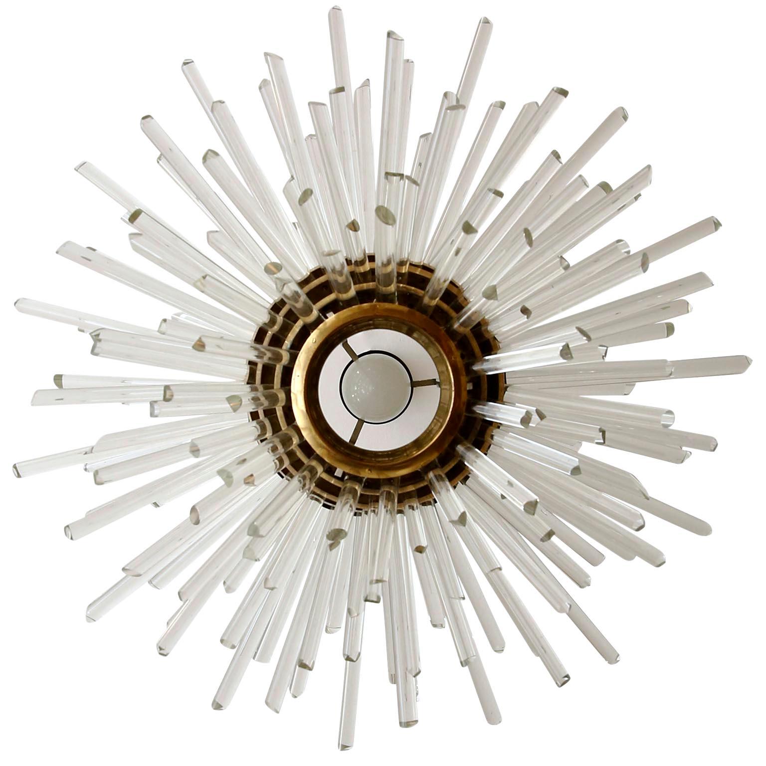 Austrian One of Two 'Miracle' Sputnik Chandeliers by Bakalowits, Brass Glass Rods, 1960s For Sale