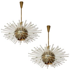 Vintage One of Two 'Miracle' Sputnik Chandeliers by Bakalowits, Brass Glass Rods, 1960s