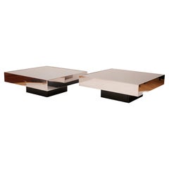 Two Mirror and Chrome Coffee Tables