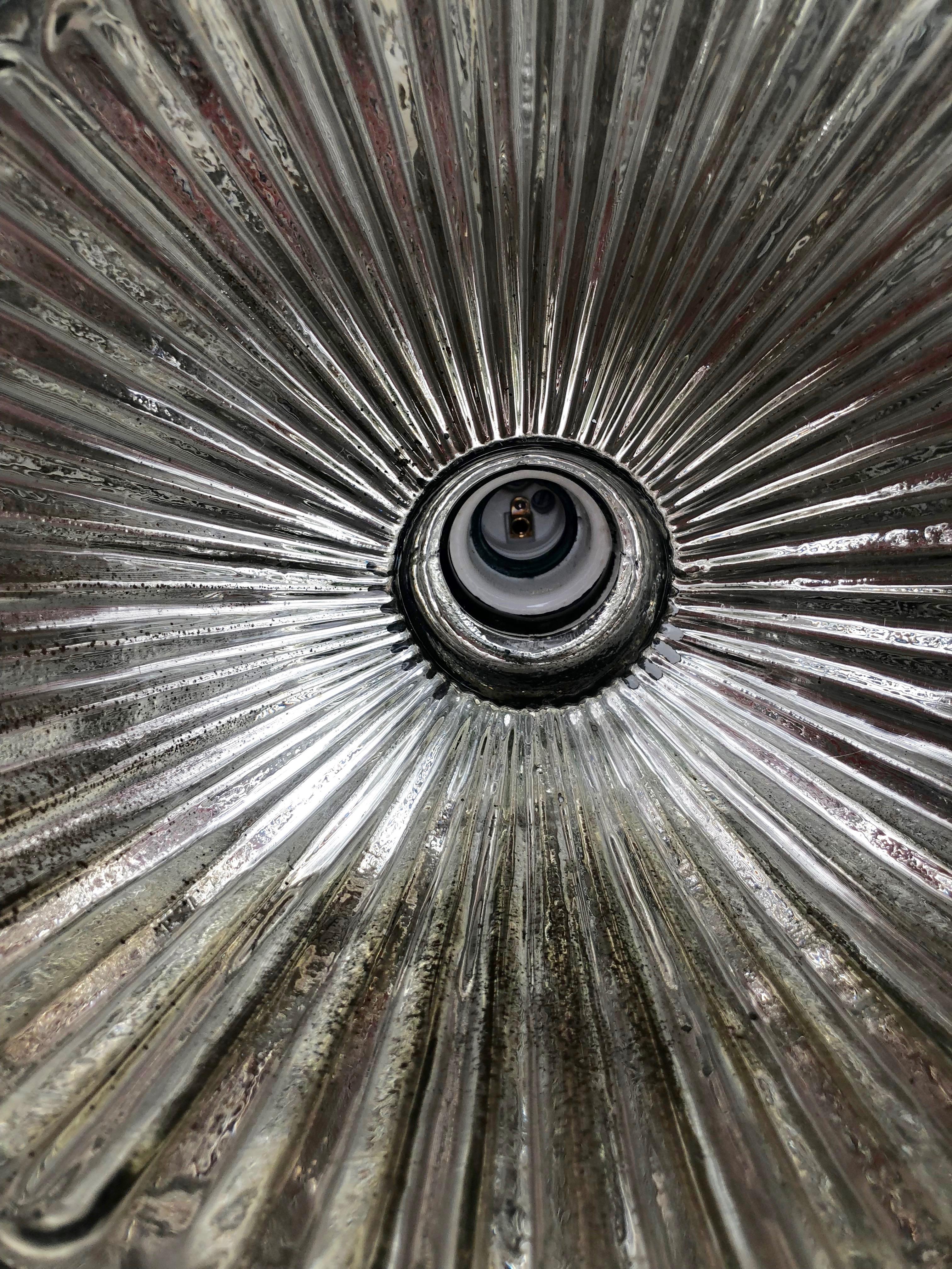 Due lampade da parete industriali in vetro specchiato, anni '50 in vendita 2