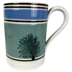 Two Mochaware Pint Mugs Made England, Circa 1870-1880