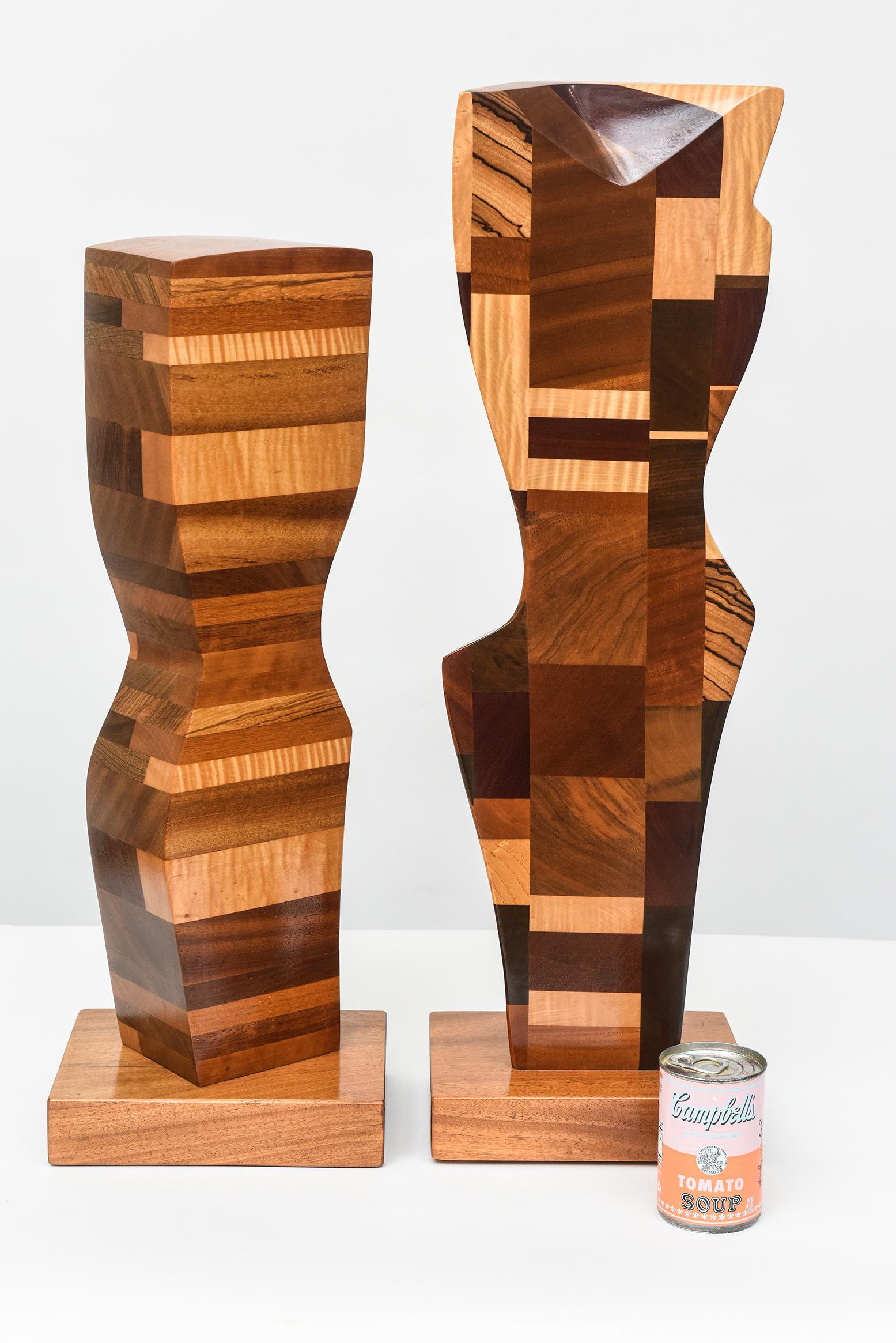 Organic Modern Two Modern Abstract Mixed Wood Studio Sculptures by Paul LaMontagne, C. 1980 For Sale