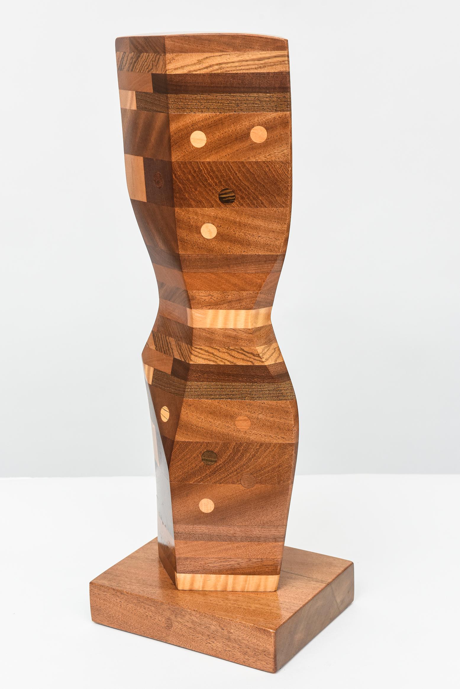 Two Modern Abstract Mixed Wood Studio Sculptures by Paul LaMontagne, C. 1980 In Good Condition For Sale In North Miami, FL