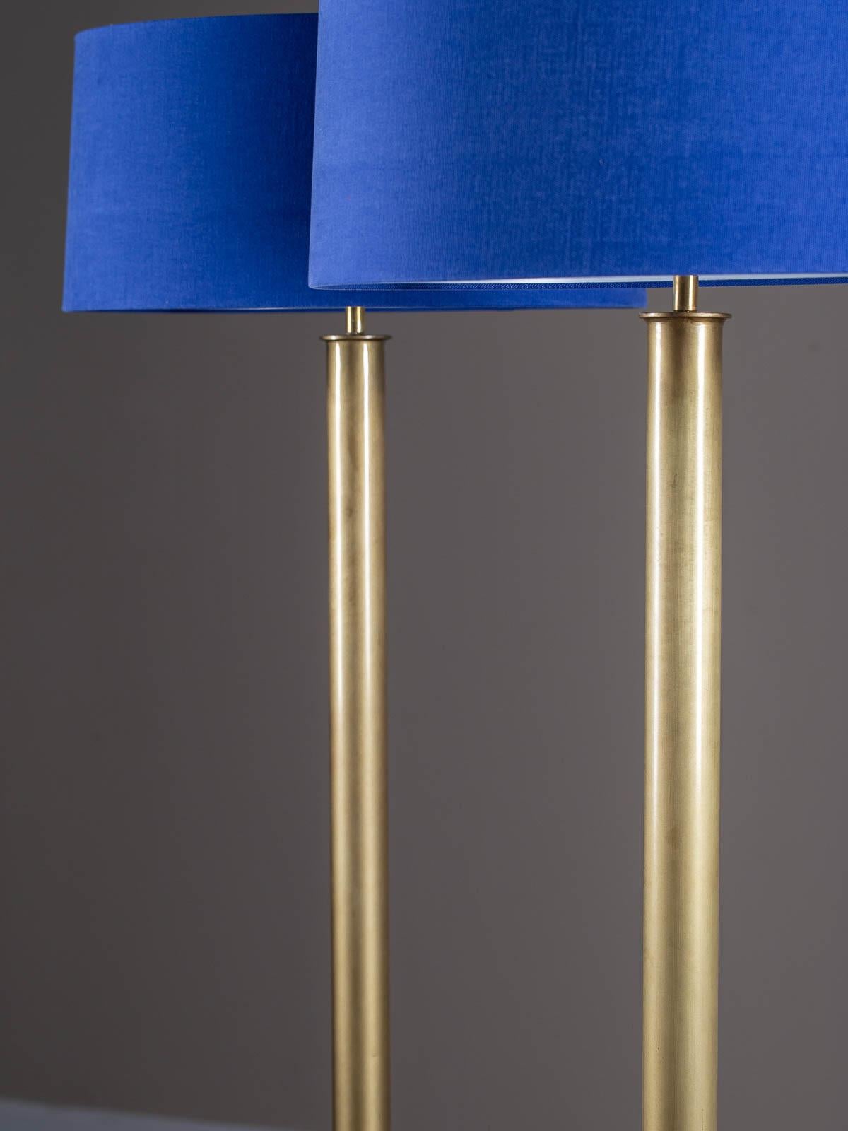 Dutch Two Modern Brass Floor Lamps Custom Shade