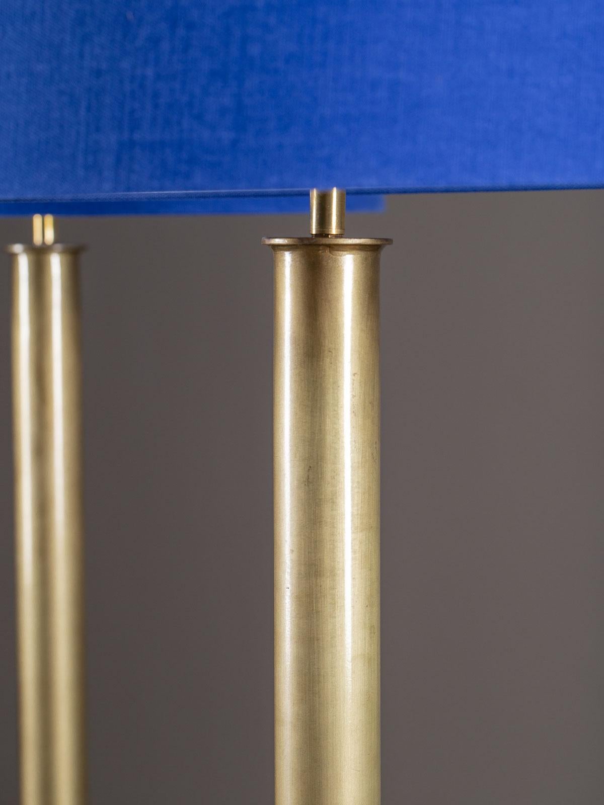 Contemporary Two Modern Brass Floor Lamps Custom Shade