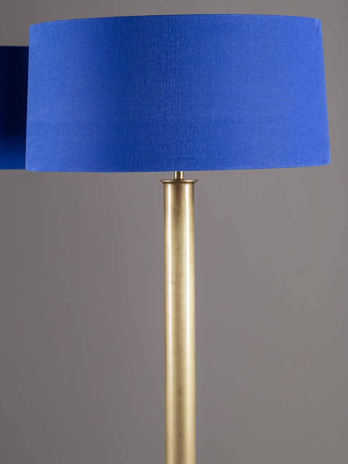Two Modern Brass Floor Lamps Custom Shade 1