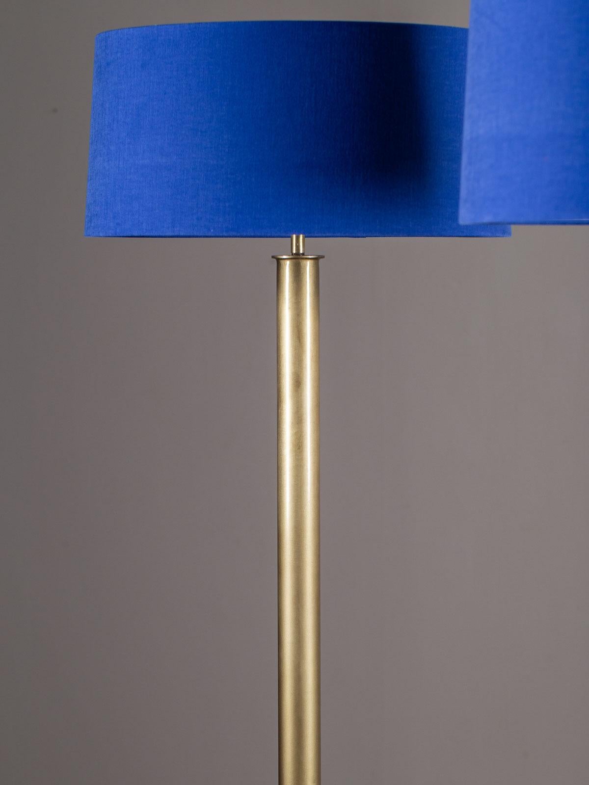 Two Modern Brass Floor Lamps Custom Shade 2