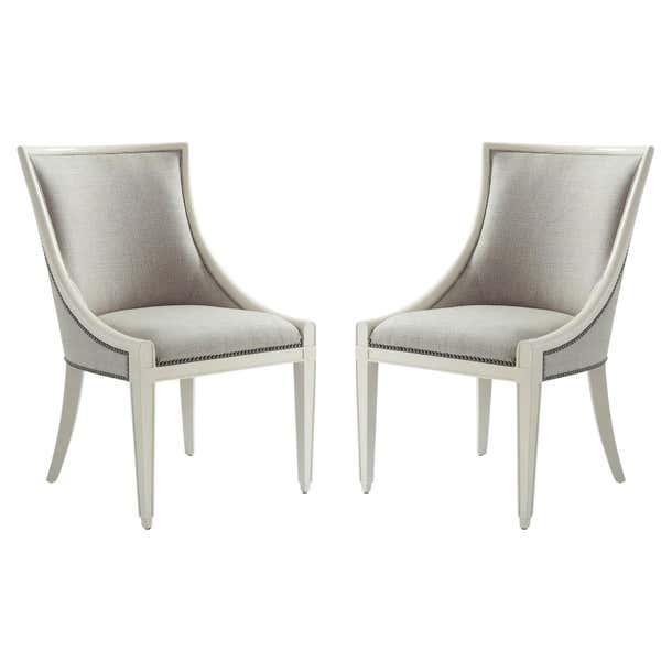 Two Modern Ivory Dining Chairs For Sale at 1stDibs
