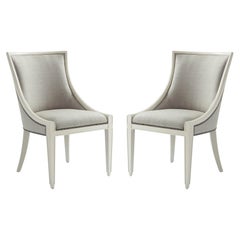 Two Modern Ivory Dining Chairs