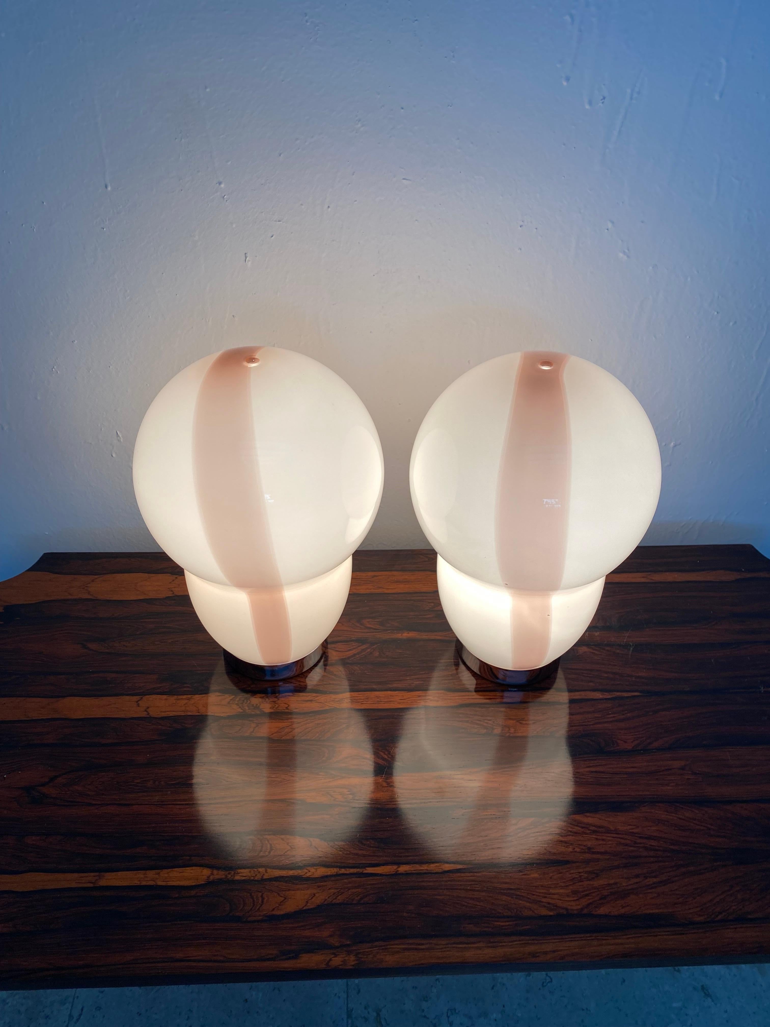 Two Modern Murano Table Lamps by Ettore Sottsass for Venini, Signed ca. 1994 For Sale 6