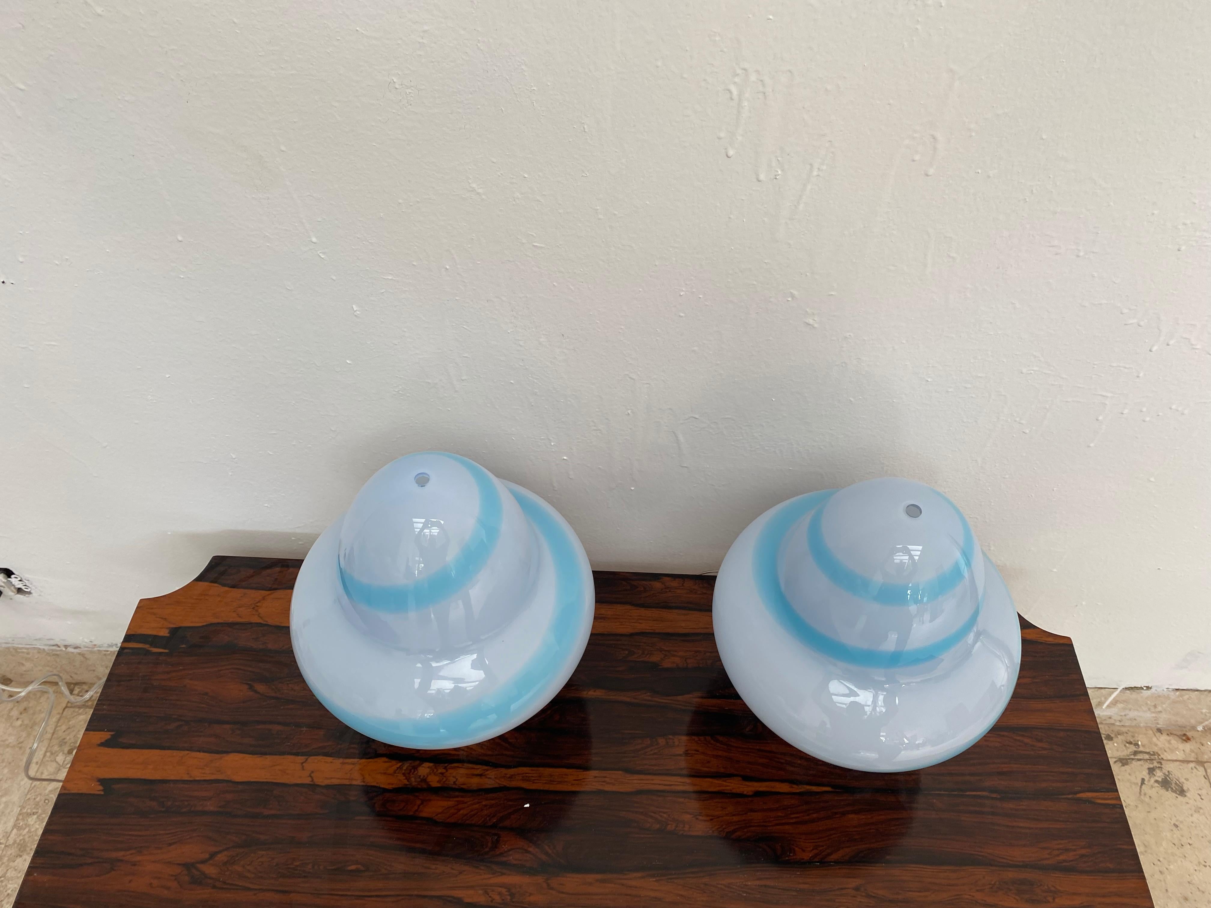 Late 20th Century Six Modern Table Lamps in Murano by Ettore Sottsass for Venini, Signed ca. 1994 For Sale