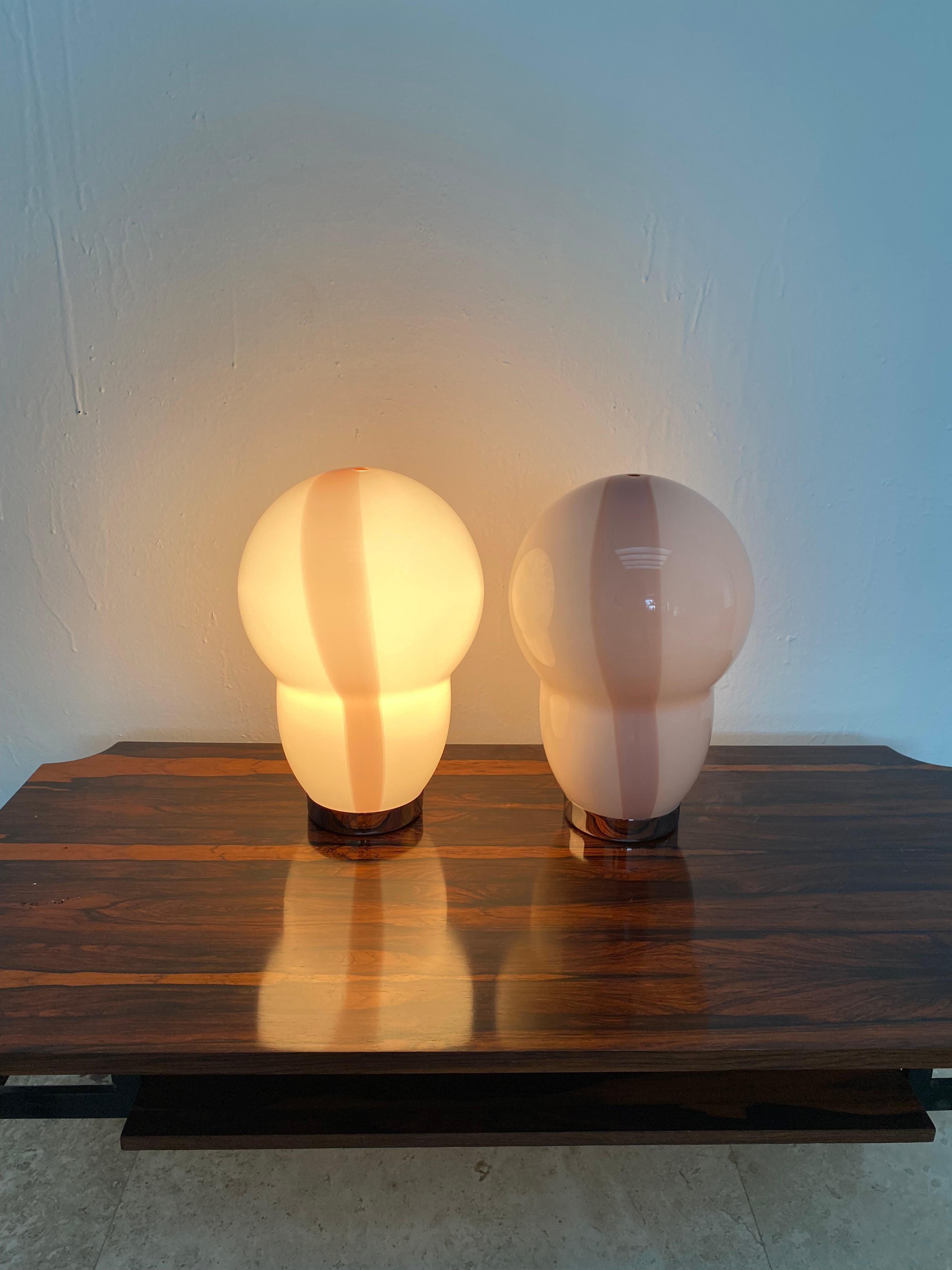 Murano Glass Four Modern Murano Table Lamps by Ettore Sottsass for Venini, Signed ca. 1994 For Sale