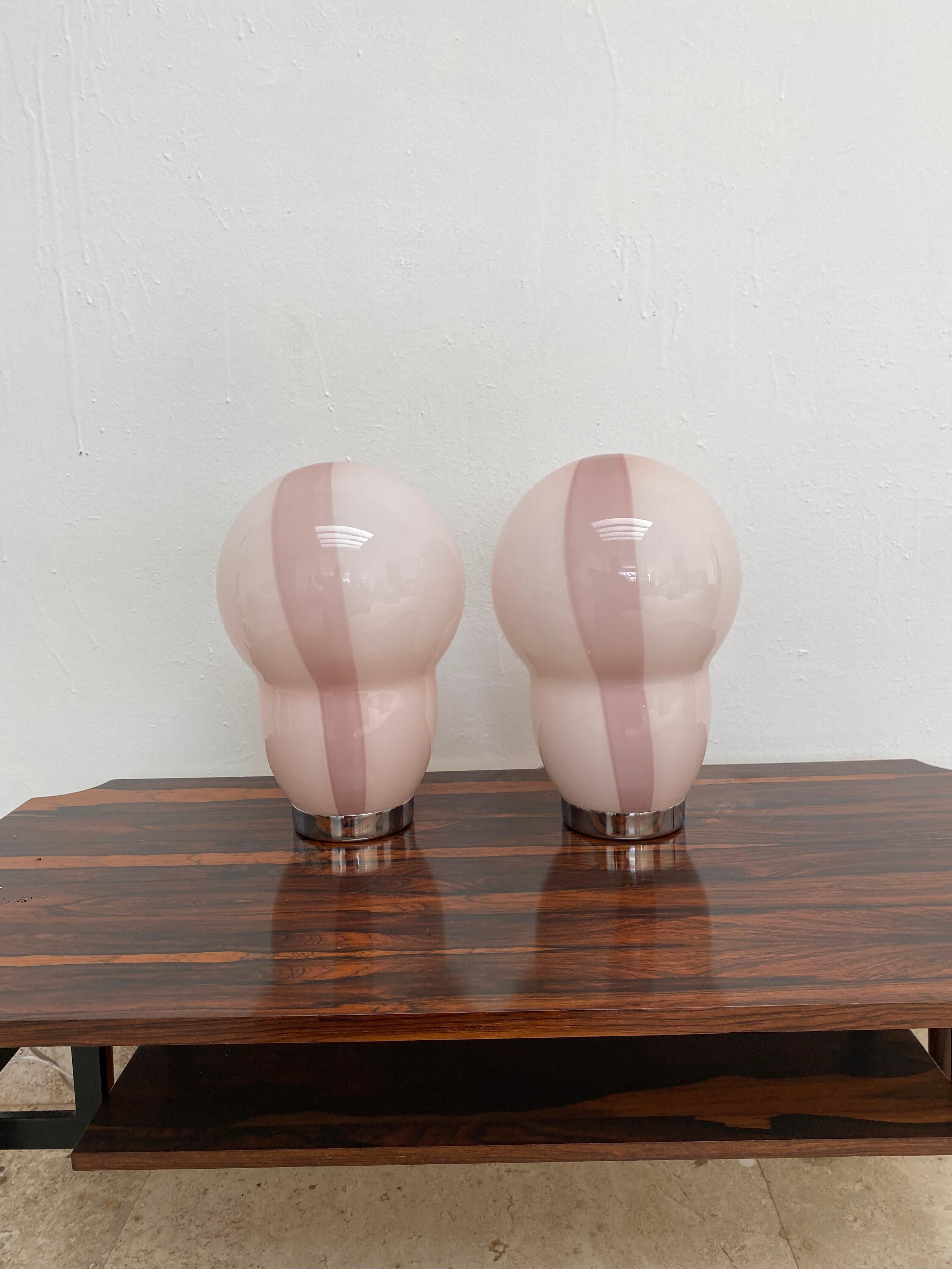 Two Modern Murano Table Lamps by Ettore Sottsass for Venini, Signed ca. 1994 For Sale 1