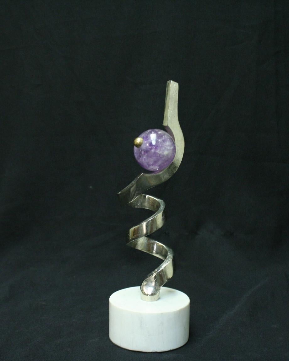 Contemporary Two Modern Style Amethyst Quartz Sculptures For Sale