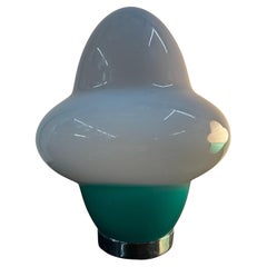 Two Modern Table Lamps in white & aqua by E.Sottsass for Venini, signed ca. 1994