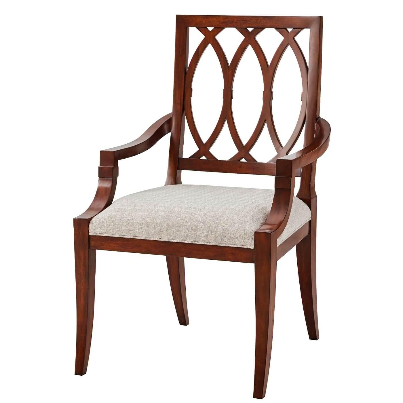 Empire Two Modern Trellis Back Armchairs For Sale