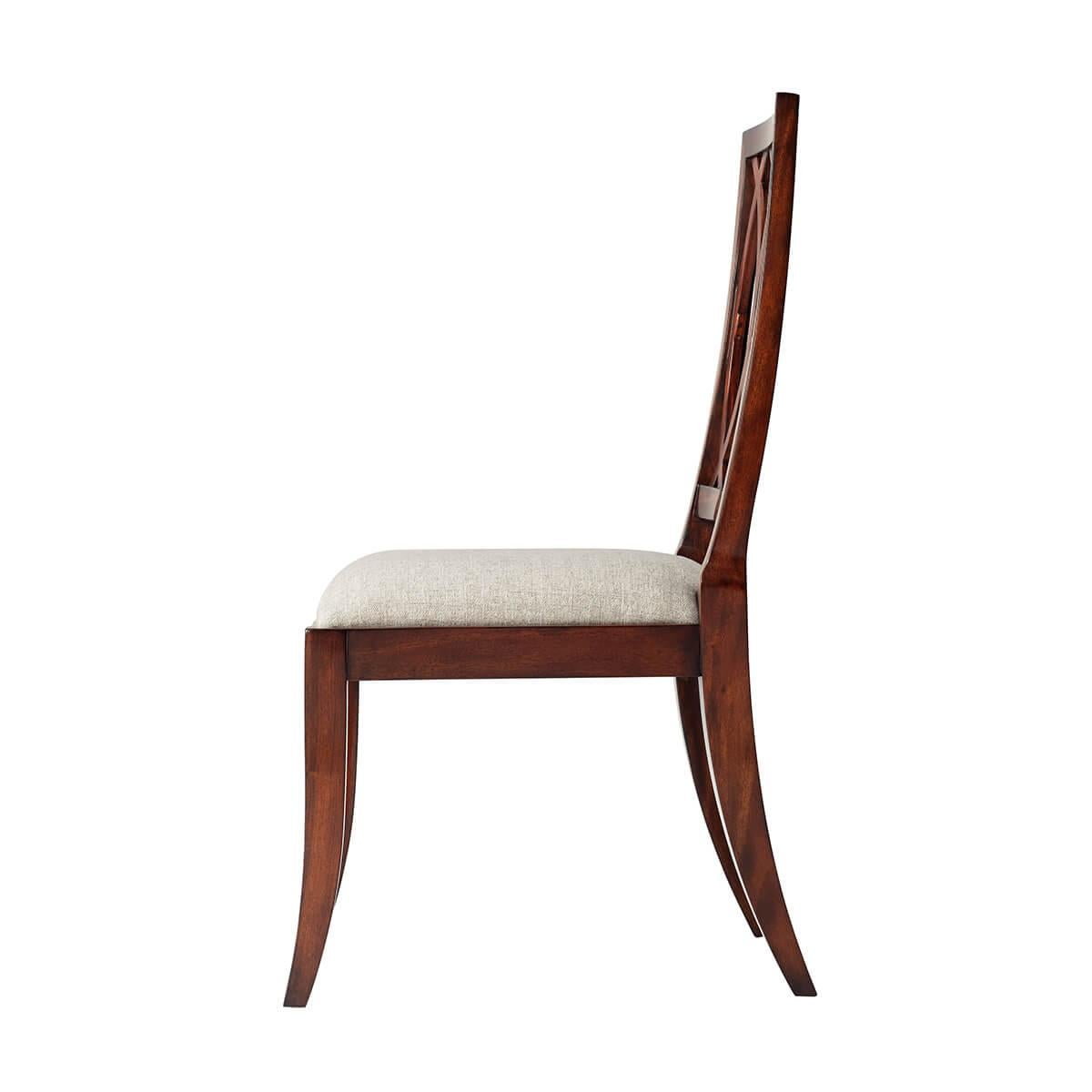Empire Two Modern Trellis Back Dining Chairs For Sale
