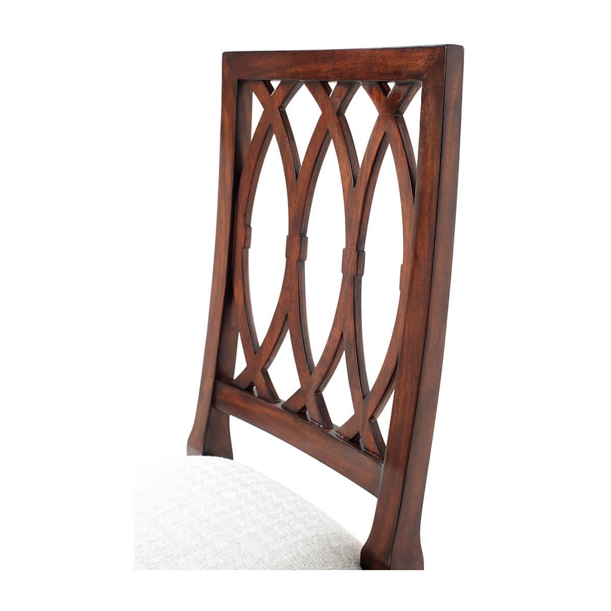 Vietnamese Two Modern Trellis Back Dining Chairs For Sale