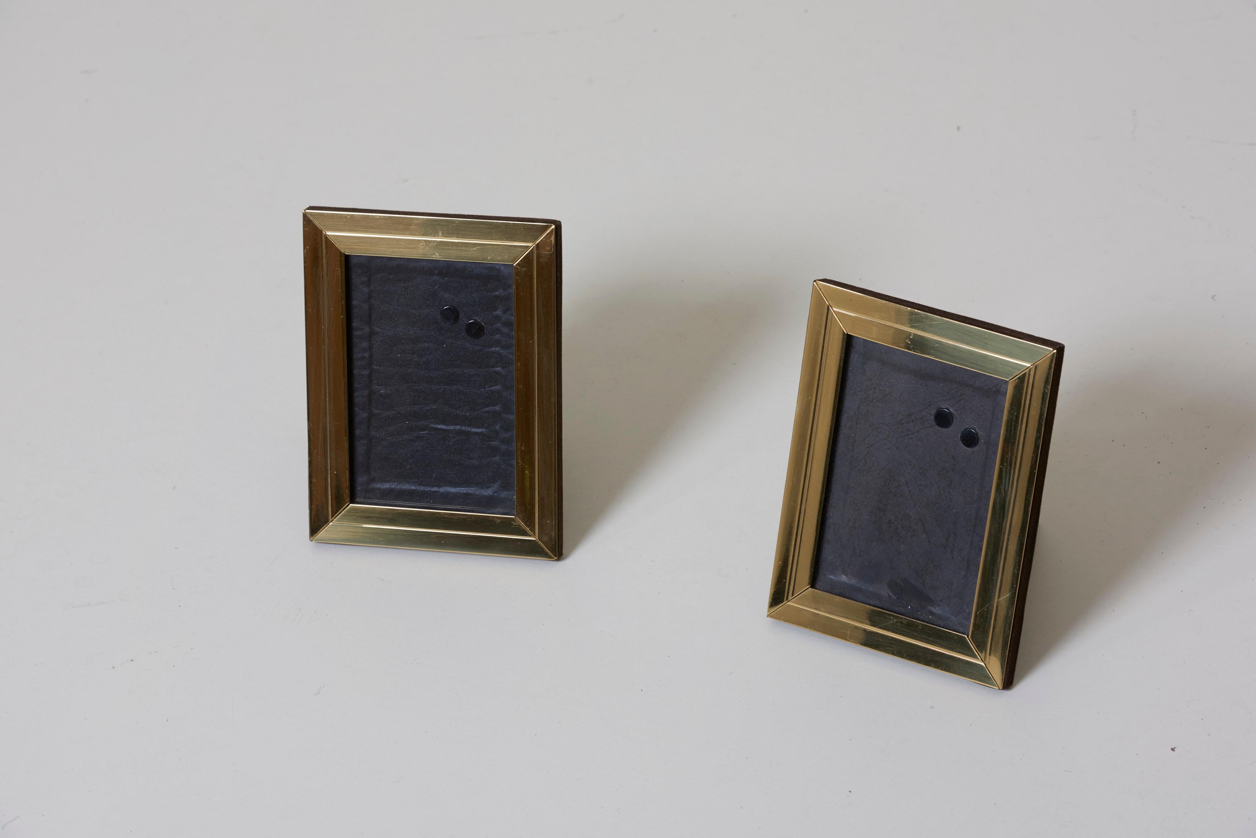 Two Modernist Brass Picture Photo Frames Attributed to Willy Rizzo (Hollywood Regency)