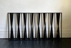 Dos paneles modernistas de barandillas, verjas o pantallas de hierro forjado Mediados del siglo XX