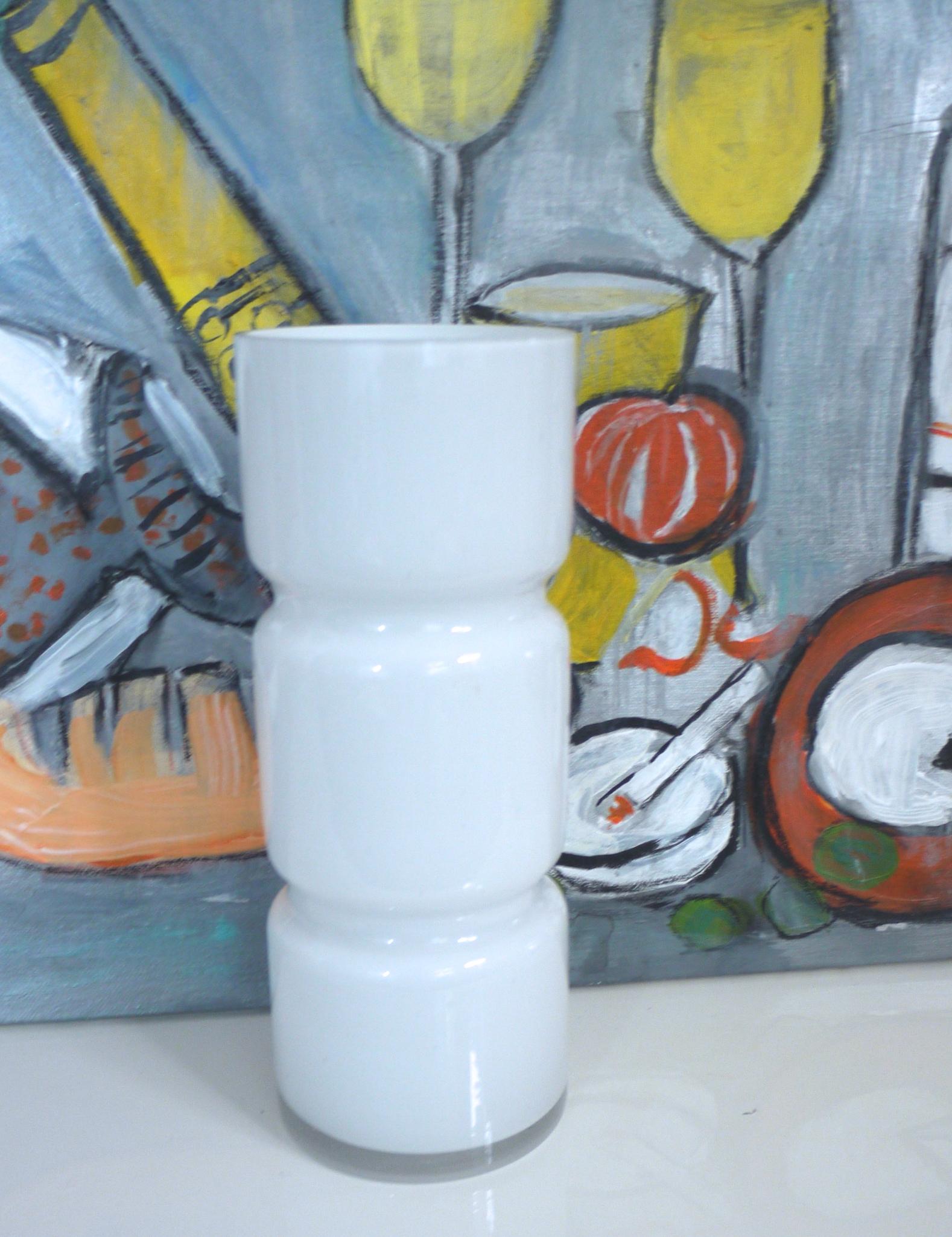 Scandinavian Modern Two Modernist Scandinavian/Murano Space Age White Glass Vases from Late 1960s For Sale