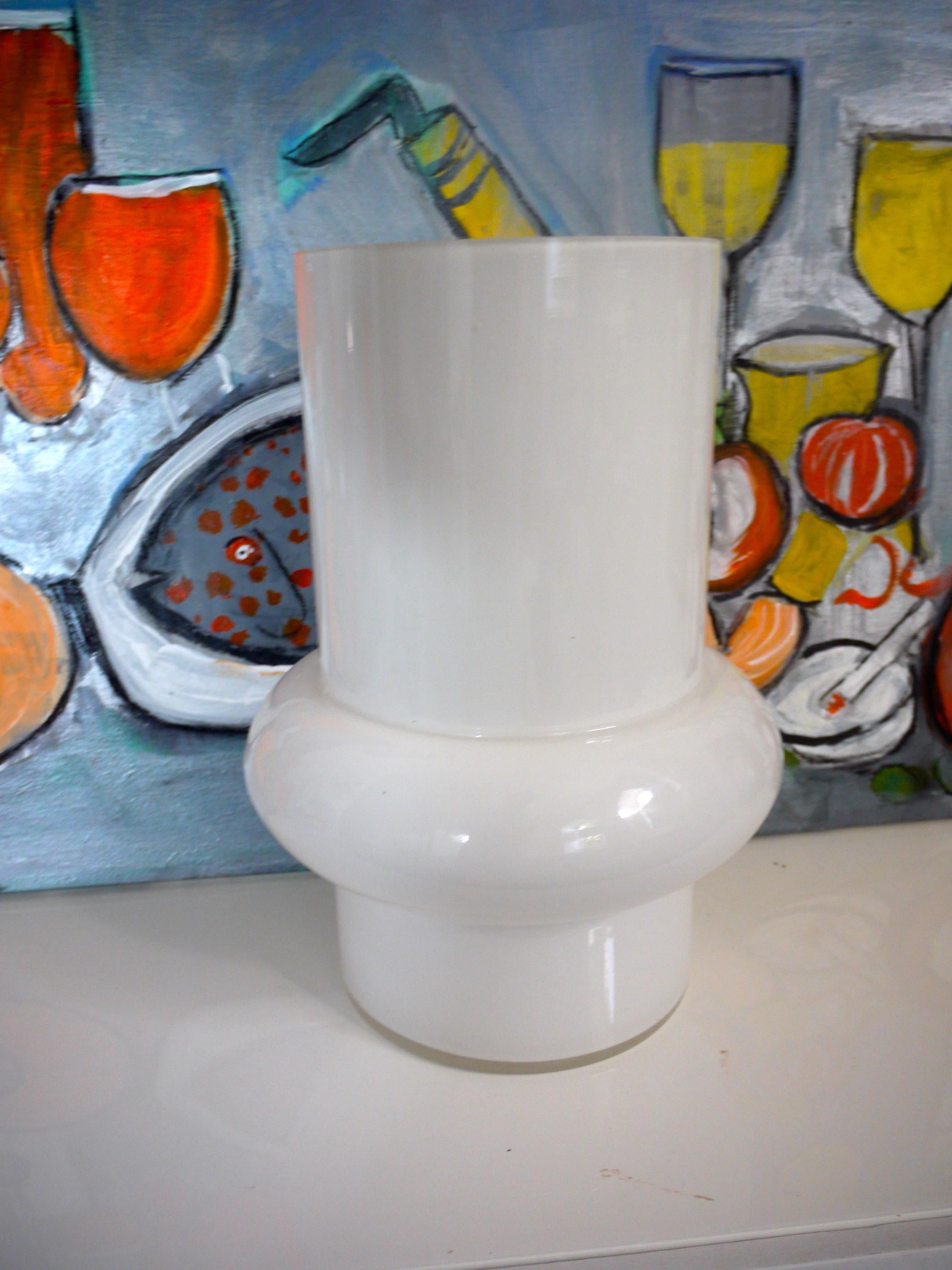 Swedish Two Modernist Scandinavian/Murano Space Age White Glass Vases from Late 1960s For Sale