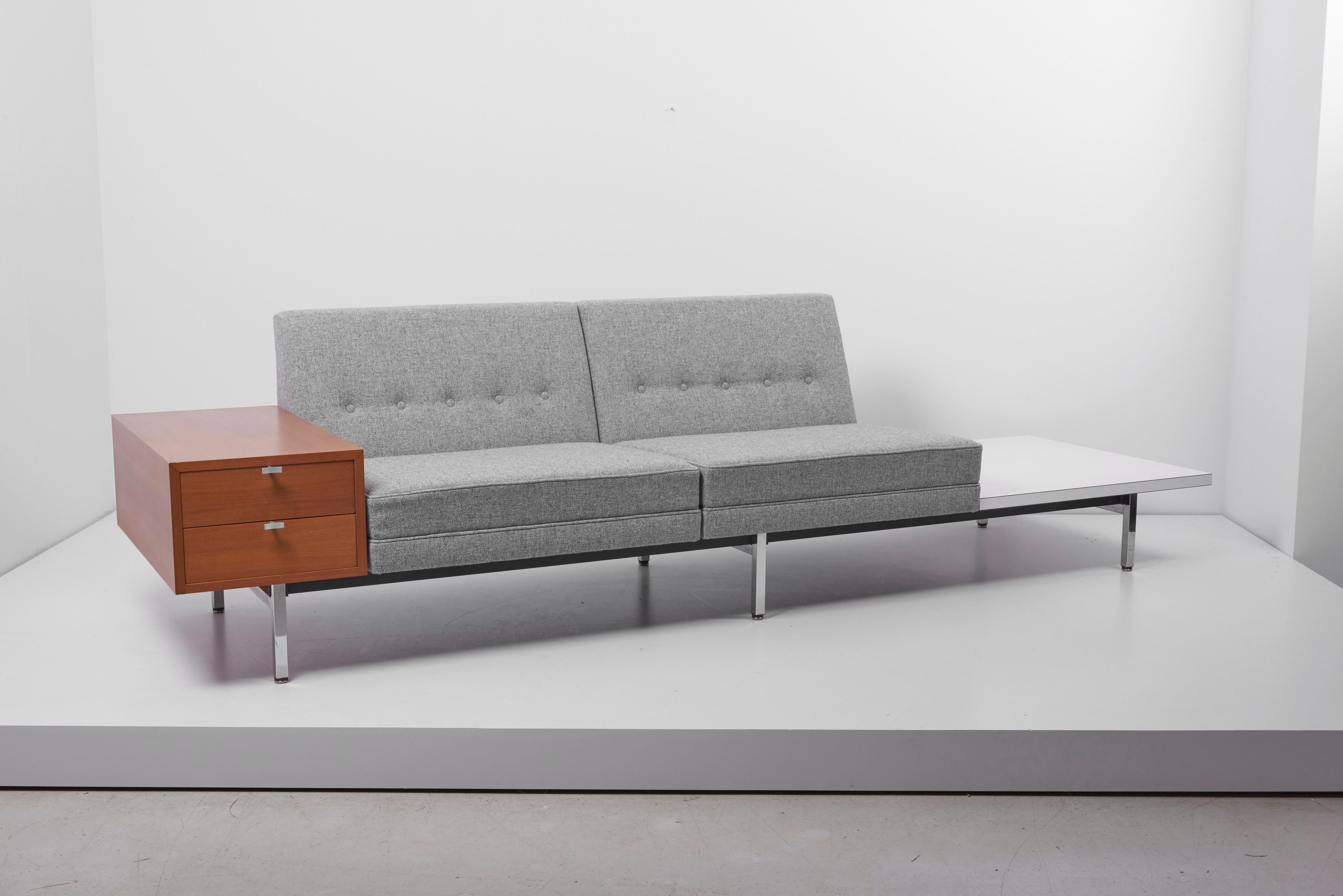 Mid-Century Modern Two Modular Sofas with Table and Drawers by George Nelson for Herman Miller, US