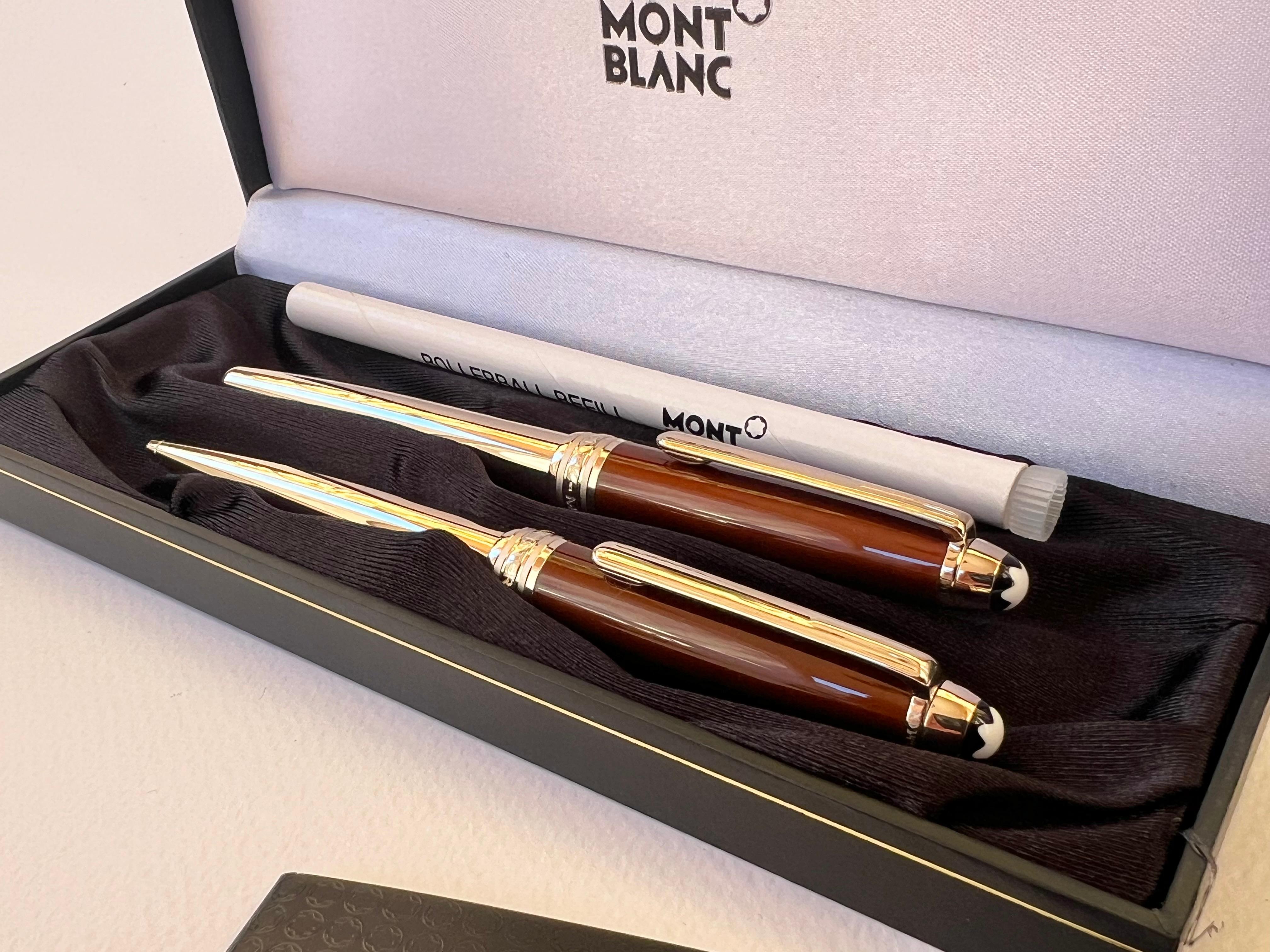 Two Montblanc Meisterstuck Solitaire Citrine Classique Ballpoint And Rollerball  For Sale 5