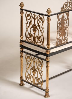 Two Monumental Figural Gilt Wrought Iron Benches, Oscar Bach, c. 1910, USA