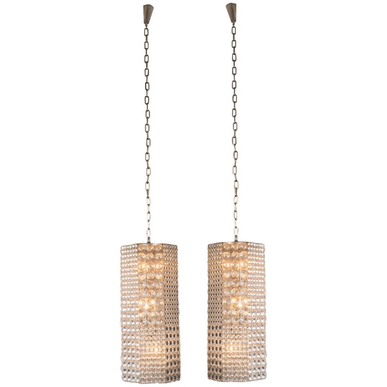 Two Monumental, Lobmeyer, Falling Chandeliers, 1970s For Sale at 1stDibs