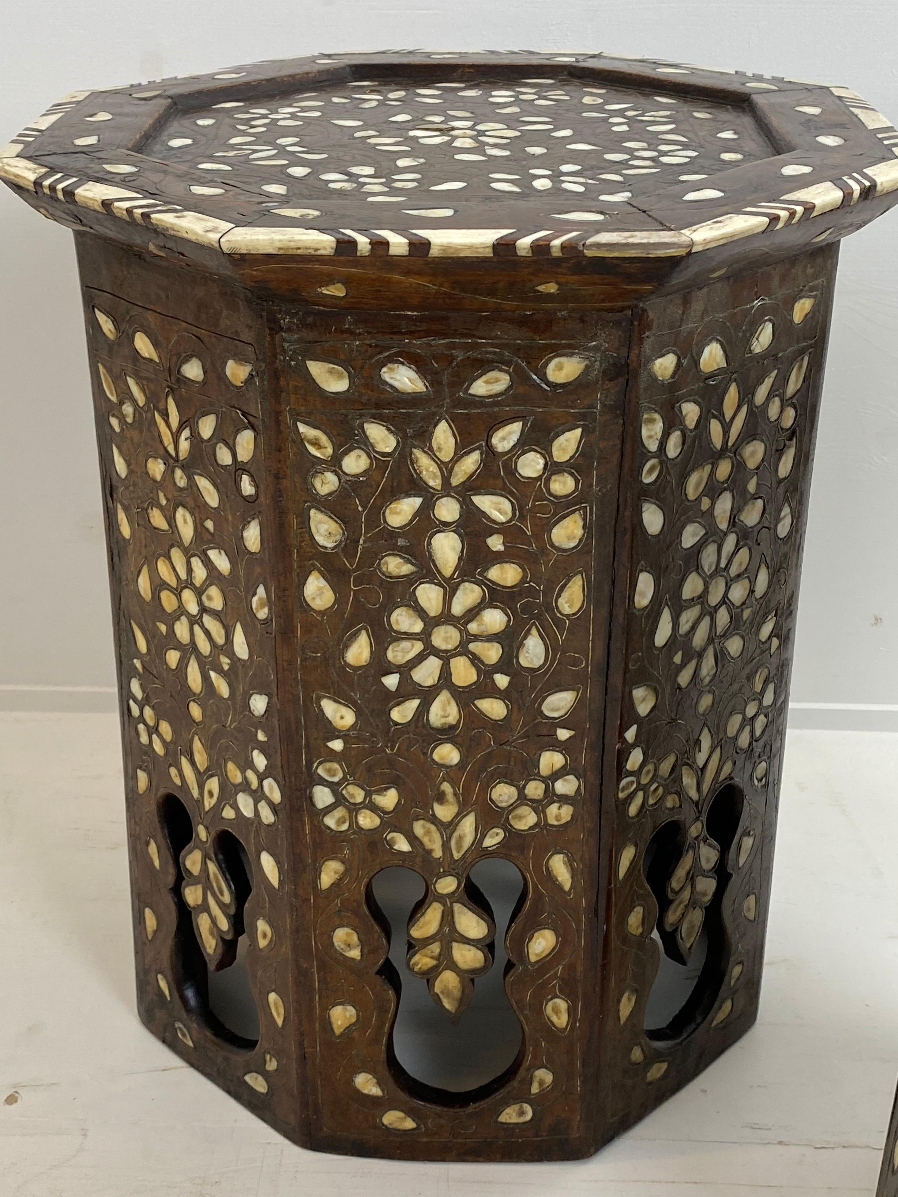 Two Moroccan Sidetables with Nice Inlay In Good Condition In Schellebelle, BE