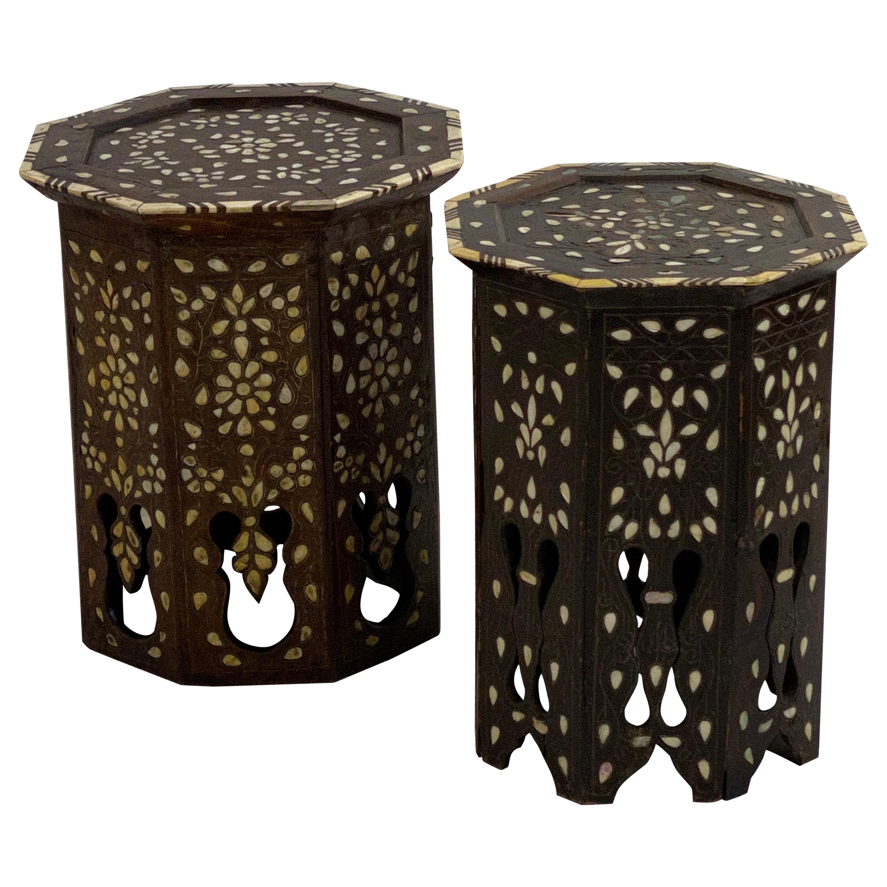 Two Moroccan Sidetables with Nice Inlay