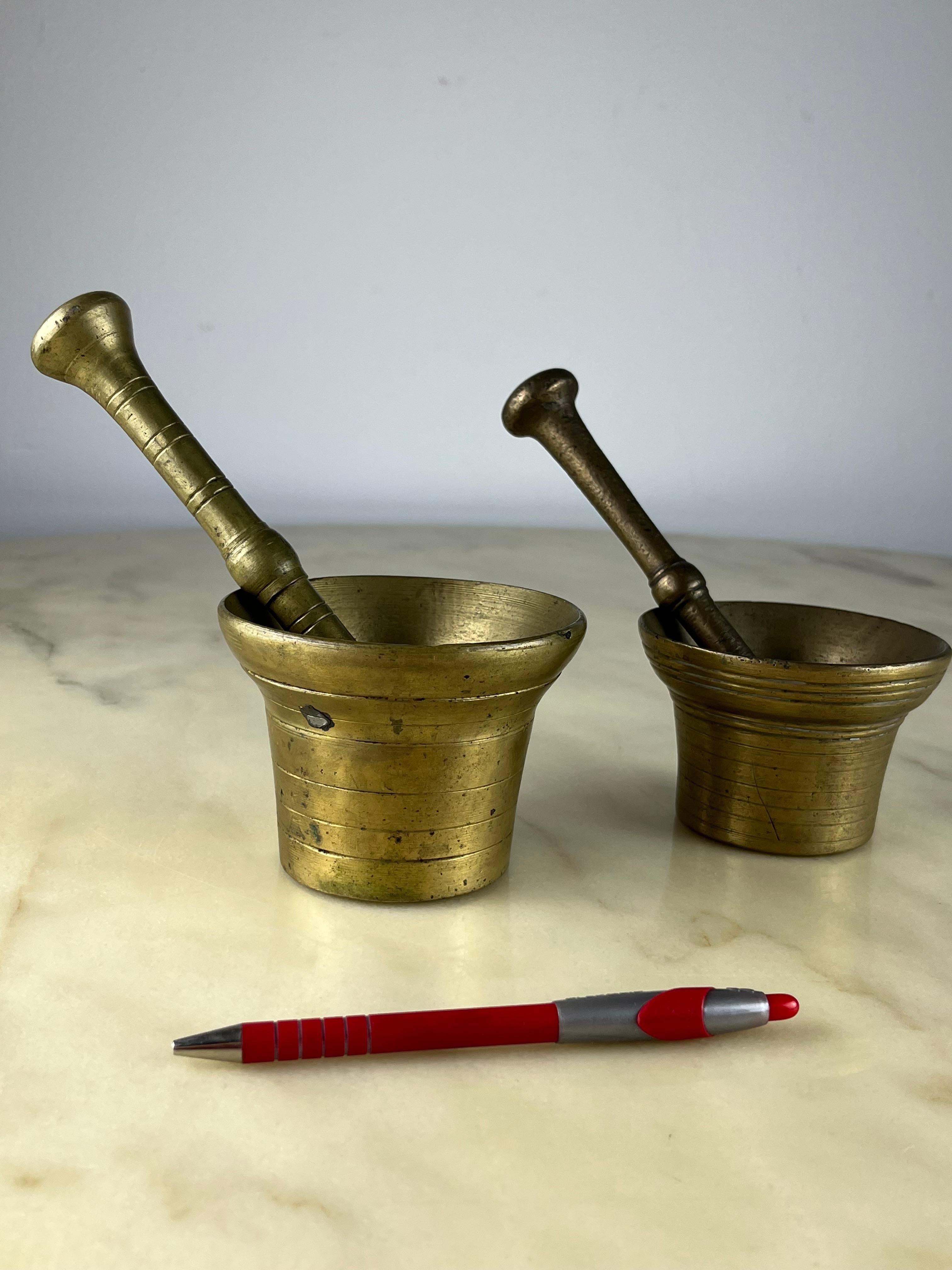 Mid-20th Century Two Mortars with Pestles, Brass, Genoese 