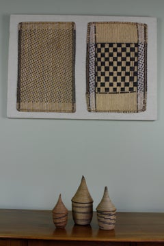 Due pannelli montati in fibra di corteccia intrecciata Mbole, RDC