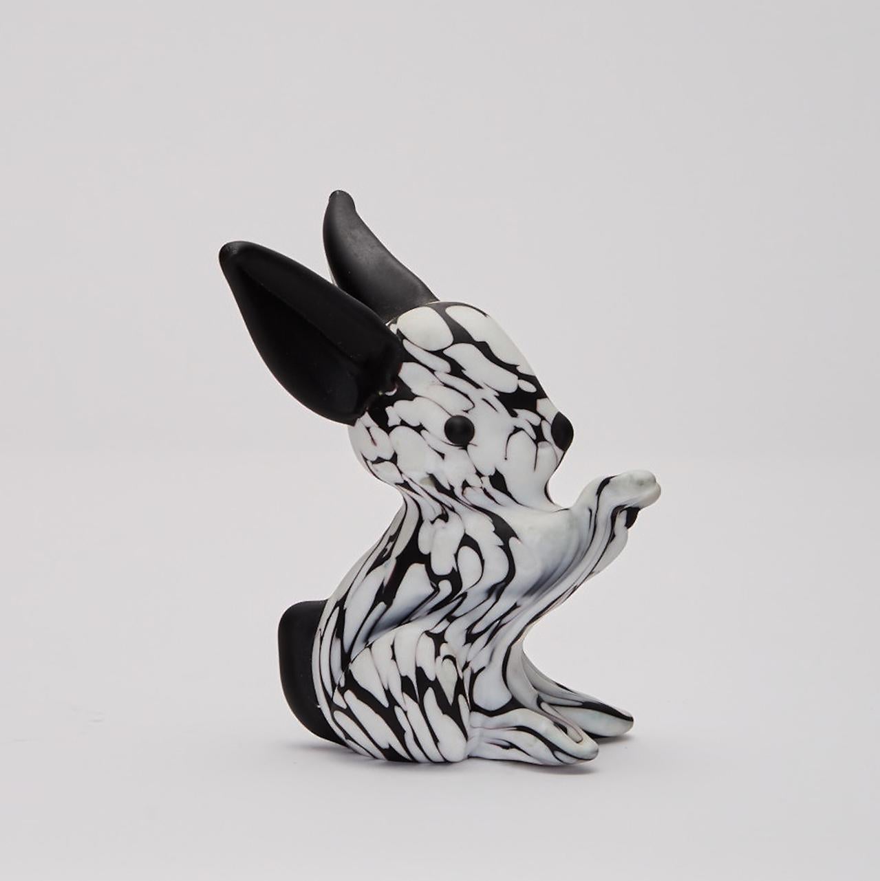 Vetro artistico Due sculture di animali di Murano in bianco e nero di Archimede Seguso in vendita