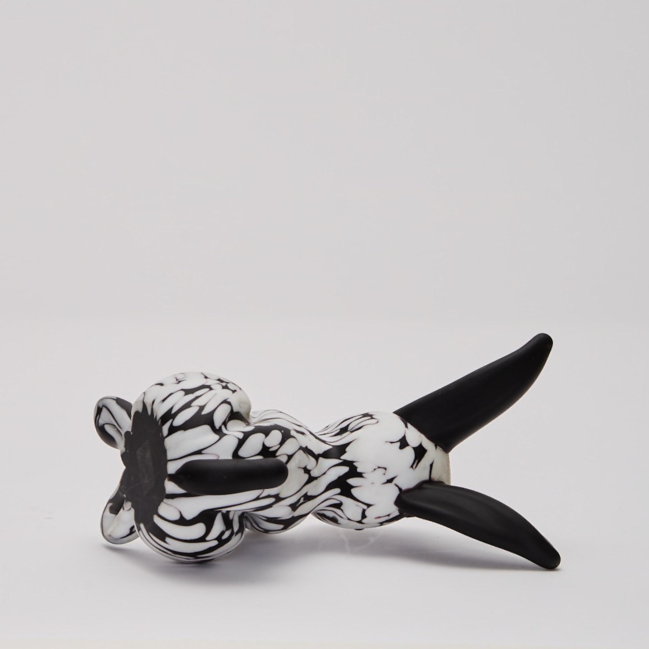 Due sculture di animali di Murano in bianco e nero di Archimede Seguso in vendita 2