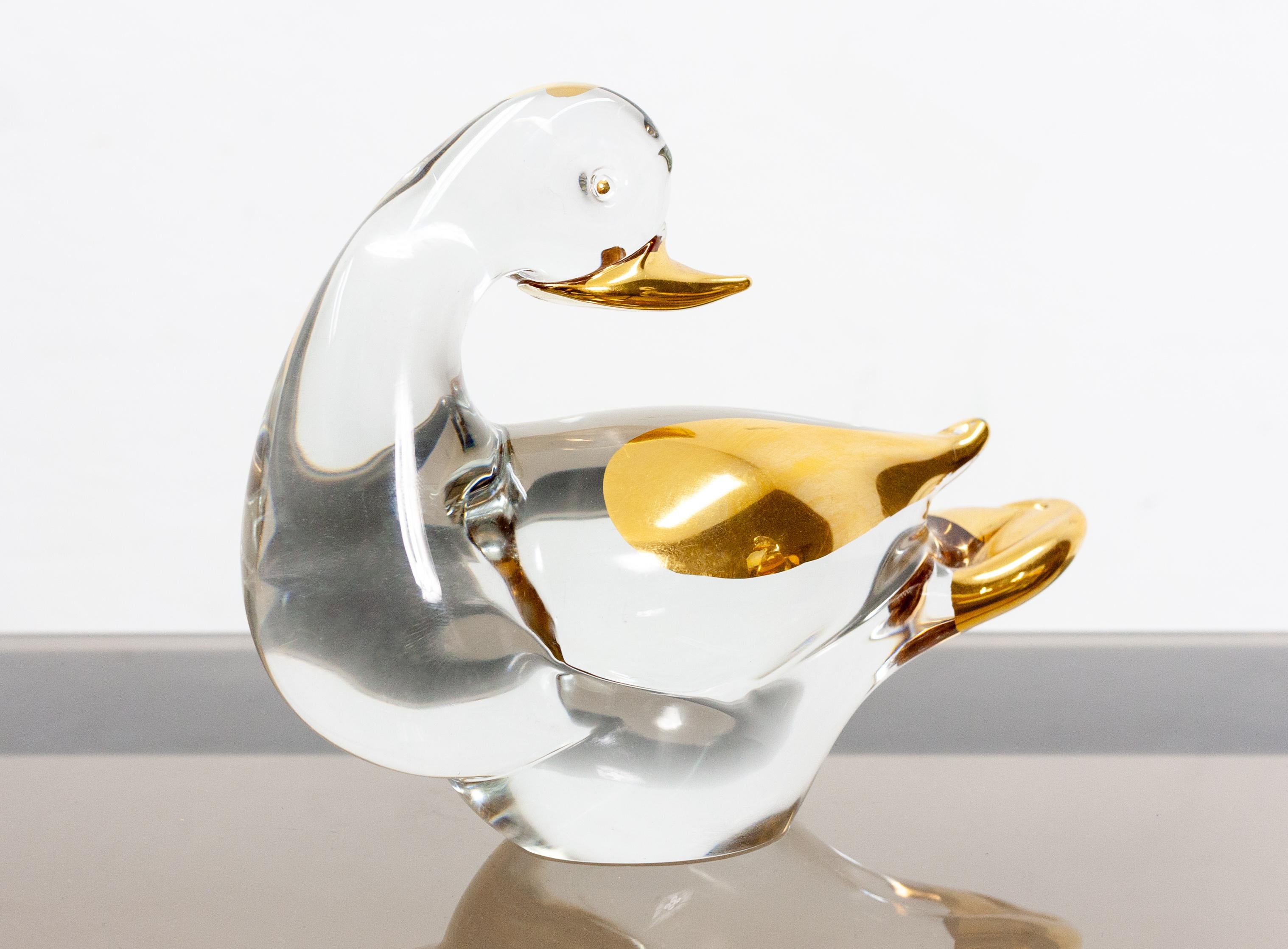 Late 20th Century Two Murano Ducks Glass 24 Carat Gold, 1980s For Sale