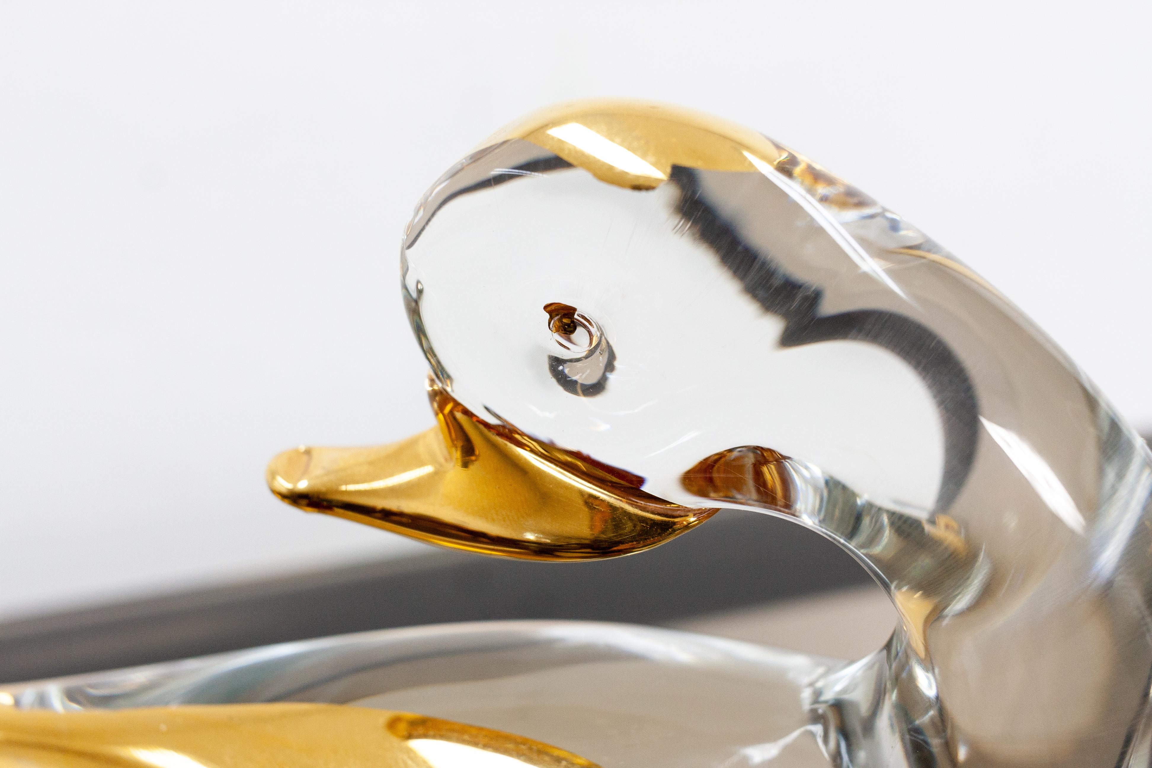 Two Murano Ducks Glass 24 Carat Gold, 1980s For Sale 2