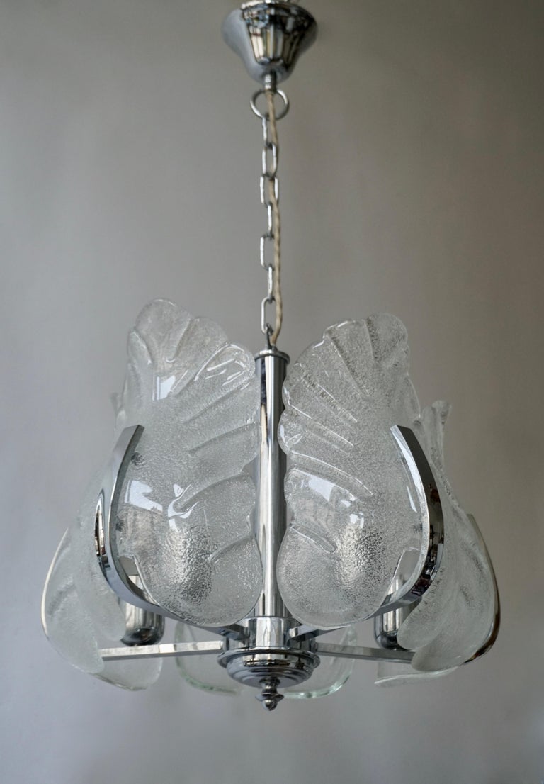 20th Century Two Murano Glass and Chrome Pendant Lights
