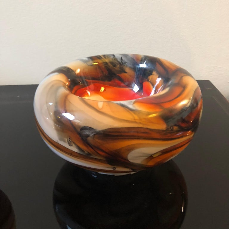 Two Murano Glass Ashtrays by Carlo Moretti for Opaline Florence Italy