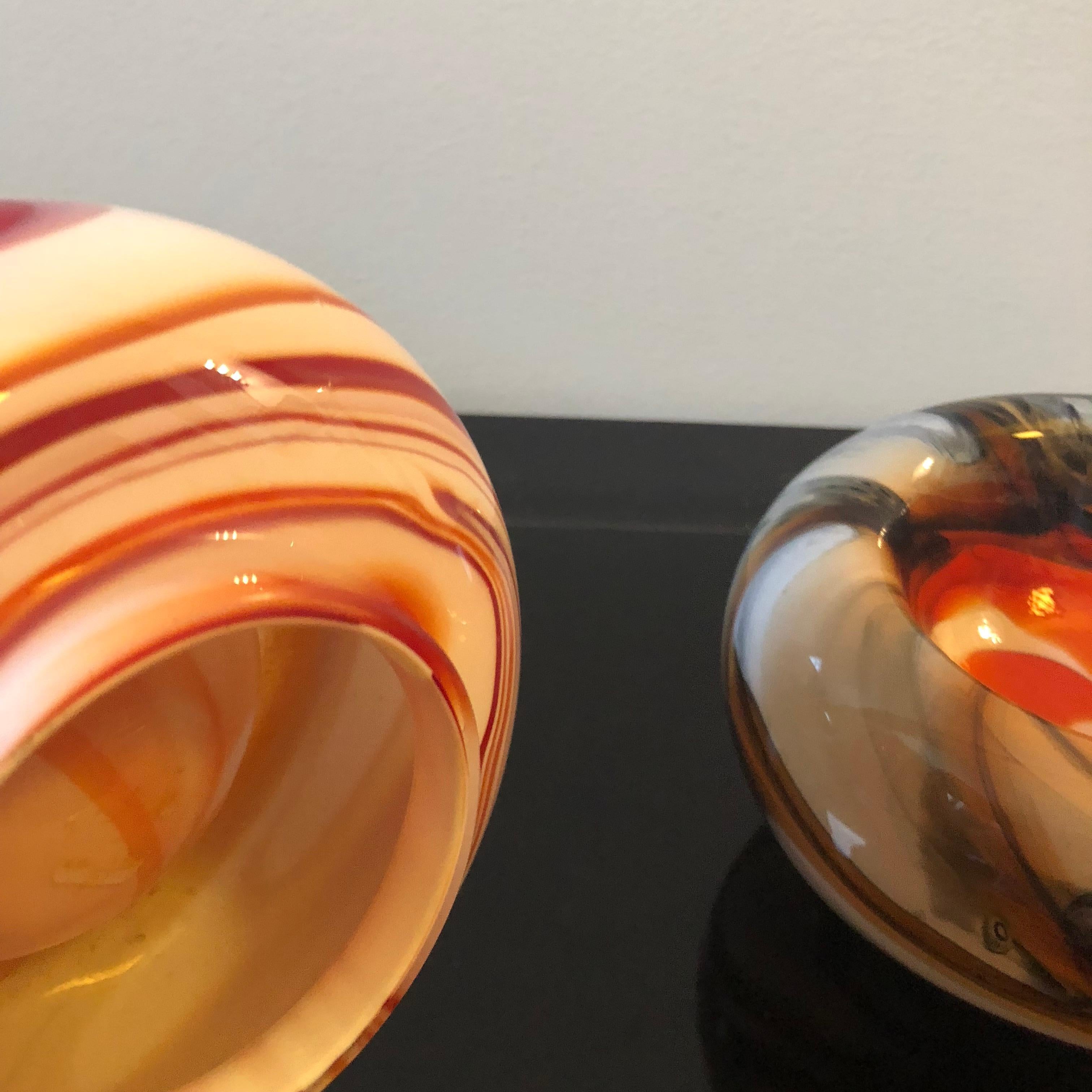 20th Century Two Murano Glass Ashtrays by Carlo Moretti for Opaline Florence Italy circa 1970