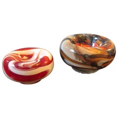 Two Murano Glass Ashtrays by Carlo Moretti for Opaline Florence Italy circa 1970